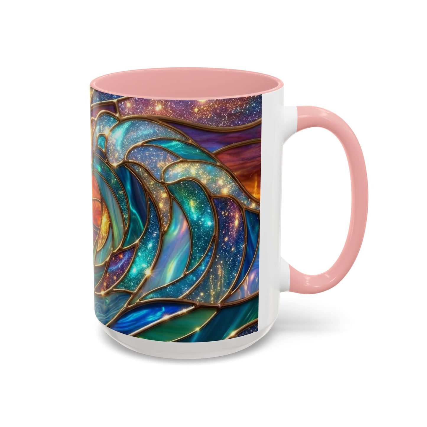 Stained Glass Wave Mug, Cosmic Ocean Coffee Cup, Celestial Sunrise Tea Mug, Surfer Beach Decor Gift, Starry Sea Art, Ocean Lover Cup