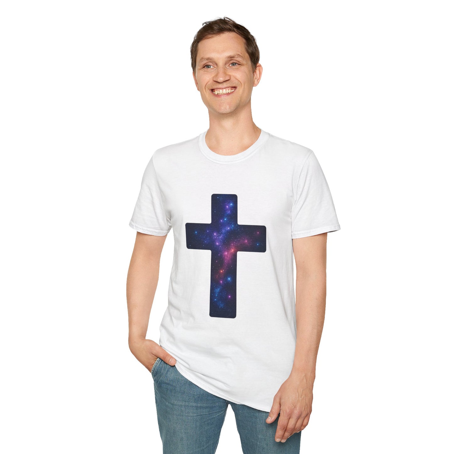 Galaxy Cross Graphic Tee | Celestial Christian Shirt, Spiritual Universe Cross T-Shirt, Faith & Astronomy Gift for Women & Men, Space Aesthetic