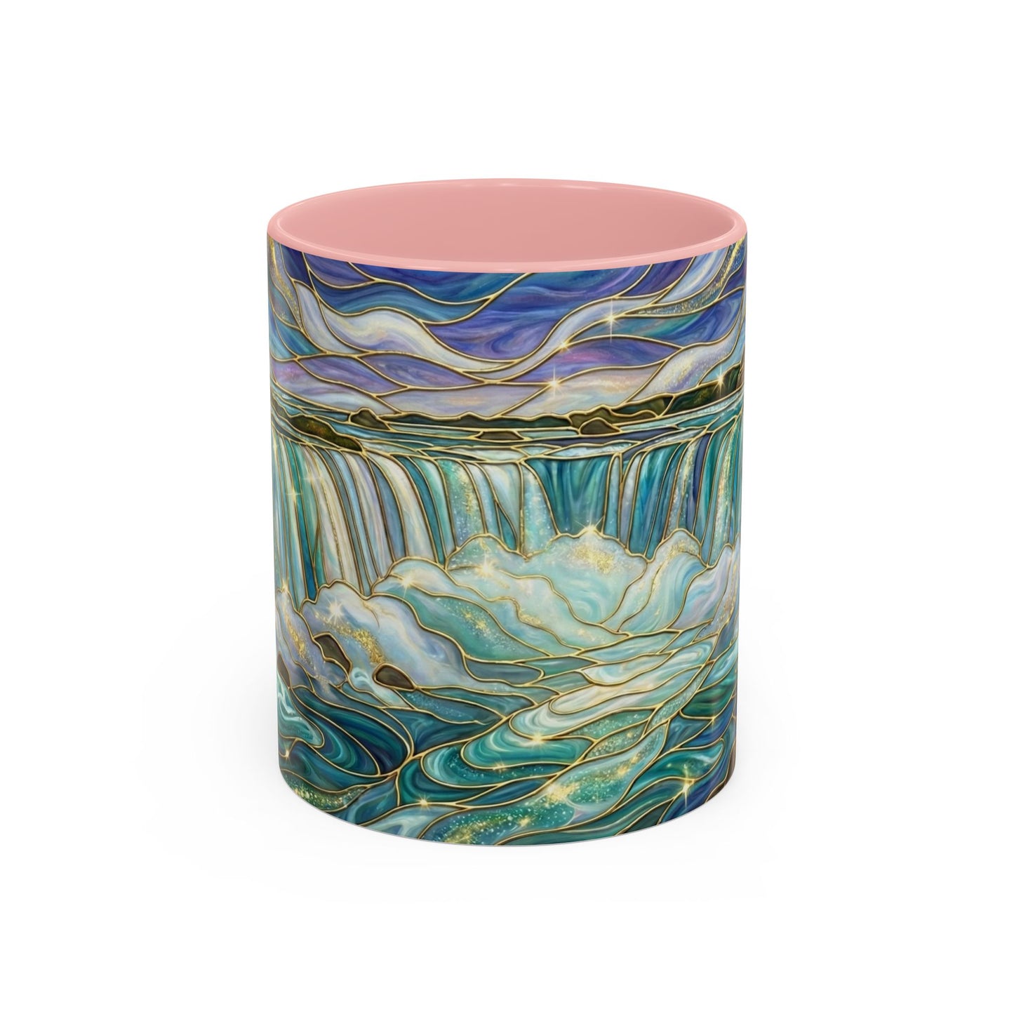 Faux Stained Glass Niagara Falls Mug, Waterfall Coffee Cup, Canada Souvenir Gift, Upstate New York Travel Memento, Nature Lover Tea Cup