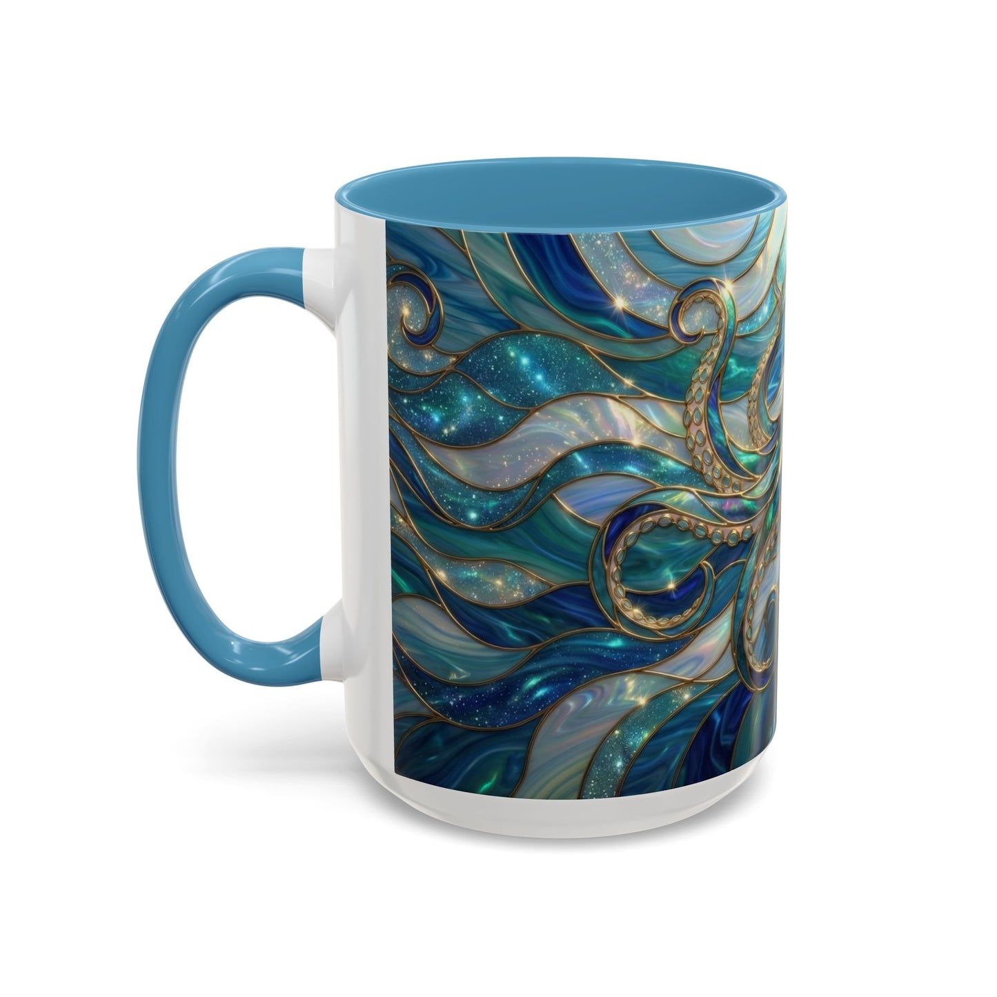 Stained Glass Octopus Mug, Octopus Coffee Mug, Ocean Art Mug, Nautical Decor Cup, Sea Creature Mug, Octopus Lover Gift