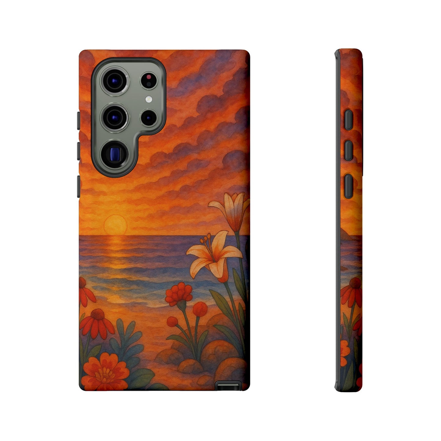 Samsung Case - Floral Ocean Sunset Watercolor Nautical Phone Case Beach Samsung Case Ocean Sunset Theme