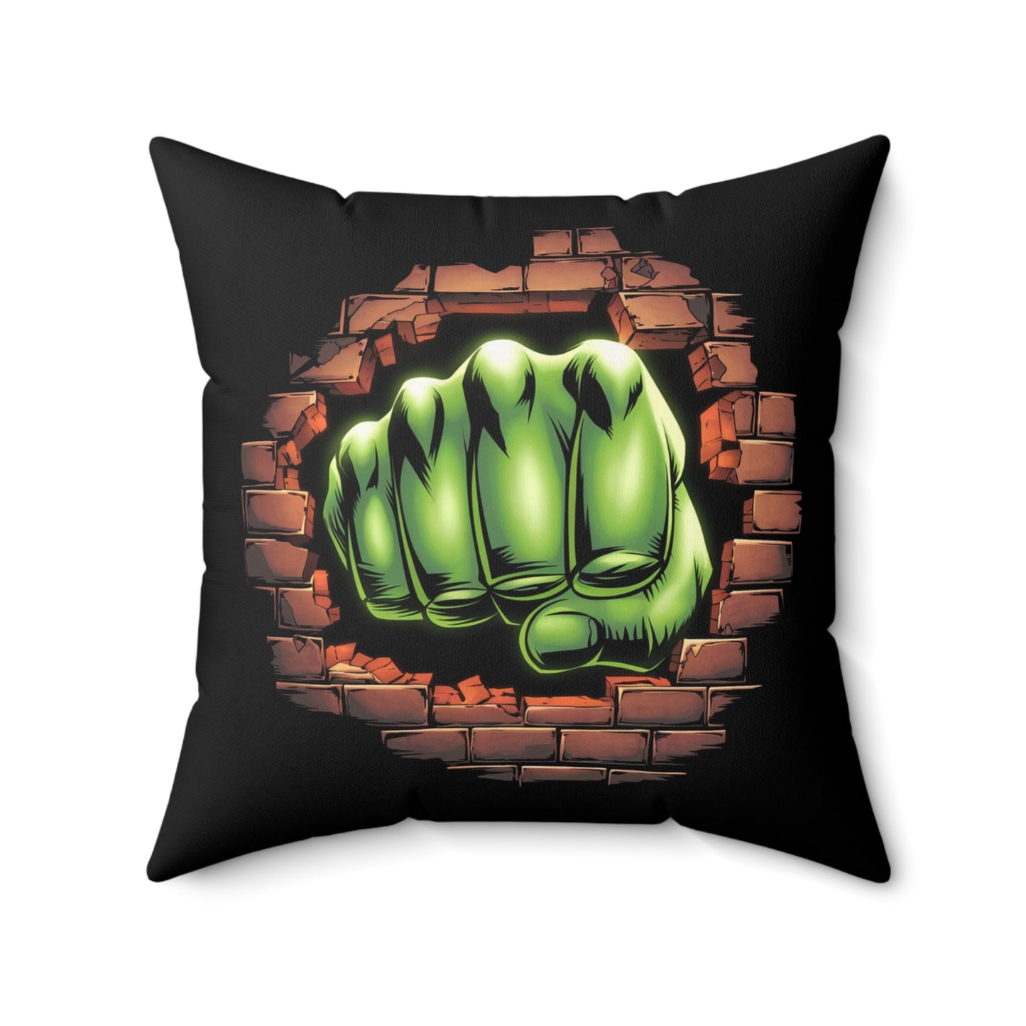 Square Pillow Green Fist Smash Design Comic Book Pillow Geeky Decor Comic Throw Home Decor