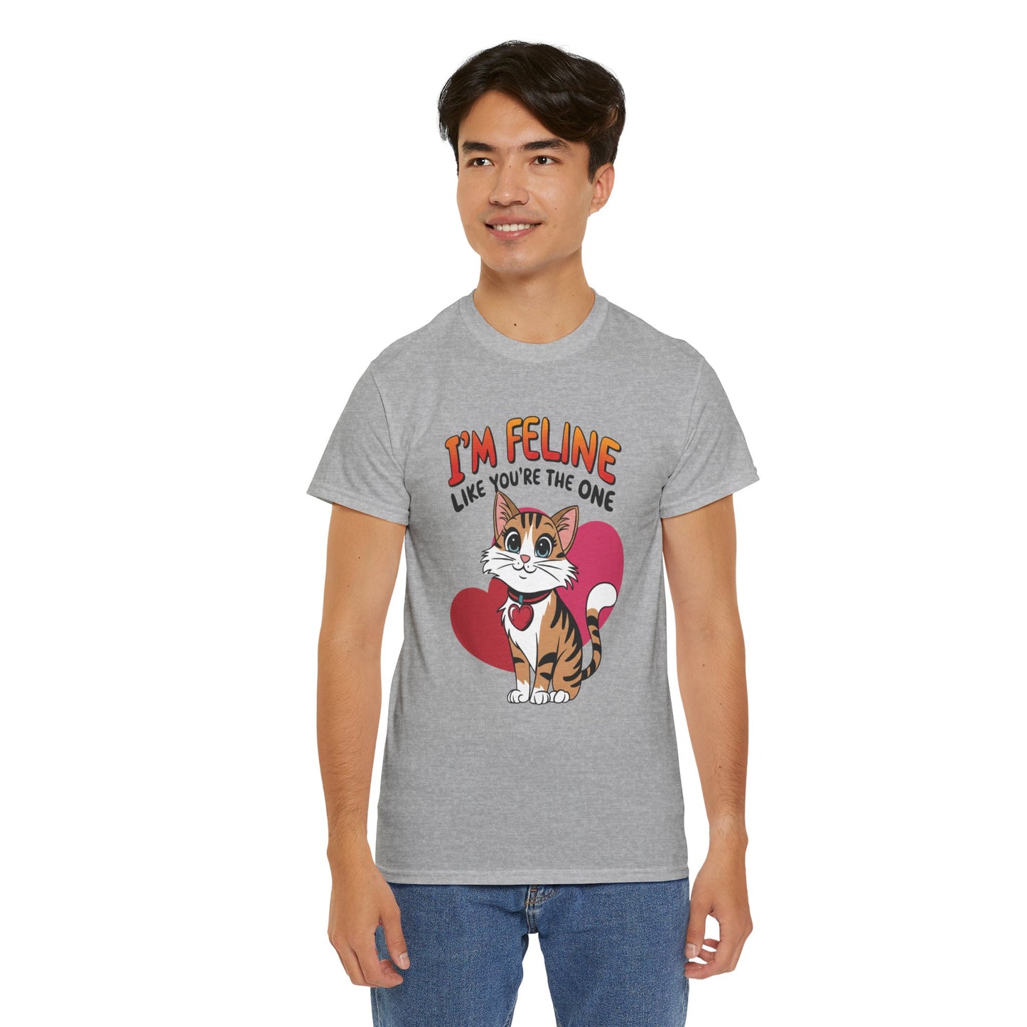 I’m Feline Like You’re The One Shirt, Cute Cat Valentine Tee, Funny Cat Love Graphic TShirt, Romantic Gift For Her Him, Cat Pun Shirt