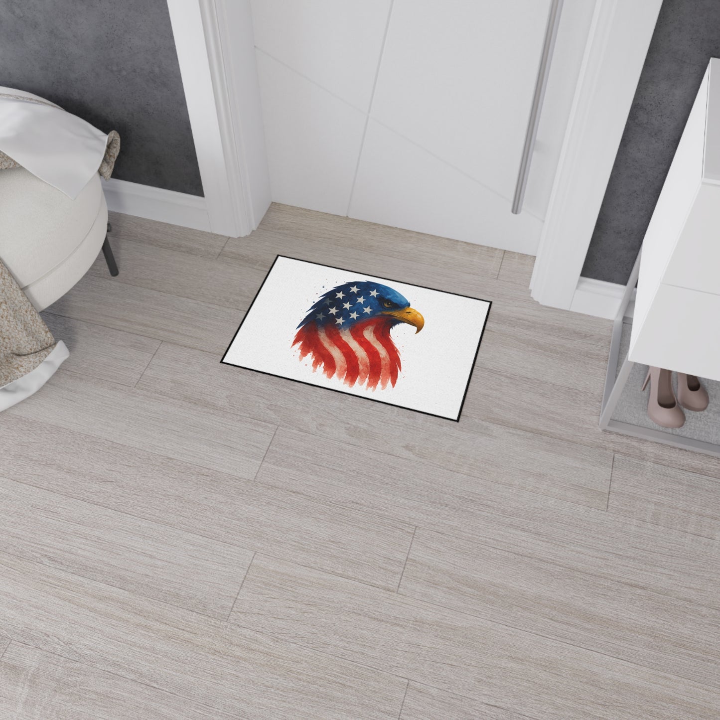 Patriotic Eagle Floor Mat - USA Flag Heavy Duty Entry Rug, Americana Welcome Mat for Porch, 4 July, Veteran Gift, Indoor Outdoor US Decor