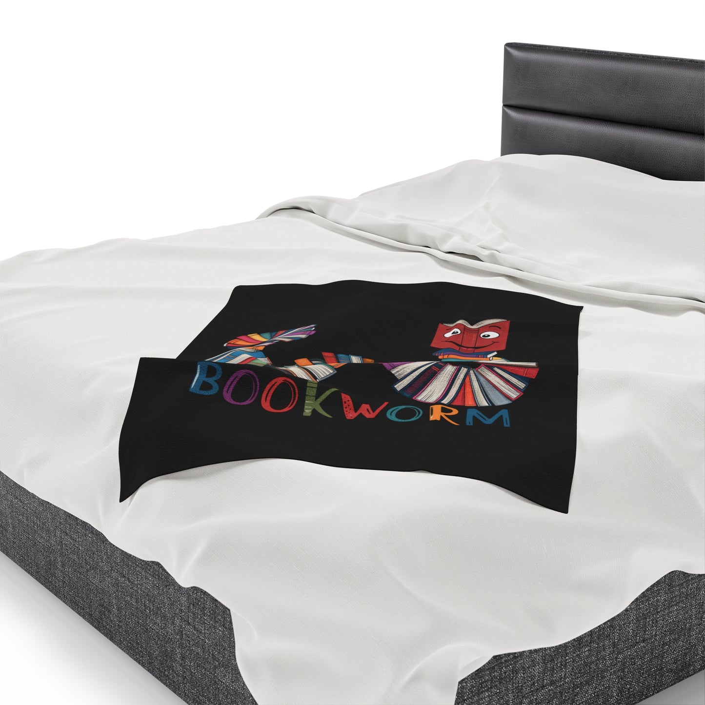Velveteen Plush Blanket - Bookworm Design