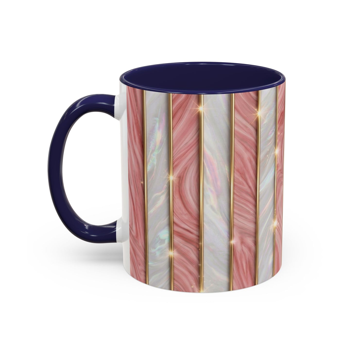 Pink Marble Coffee Mug, Gold Stripe Faux Agate Cup, Glam Desk Accessory, Elegant Tea Mug, Luxury Gift for Her, Chic Office Desk Decor