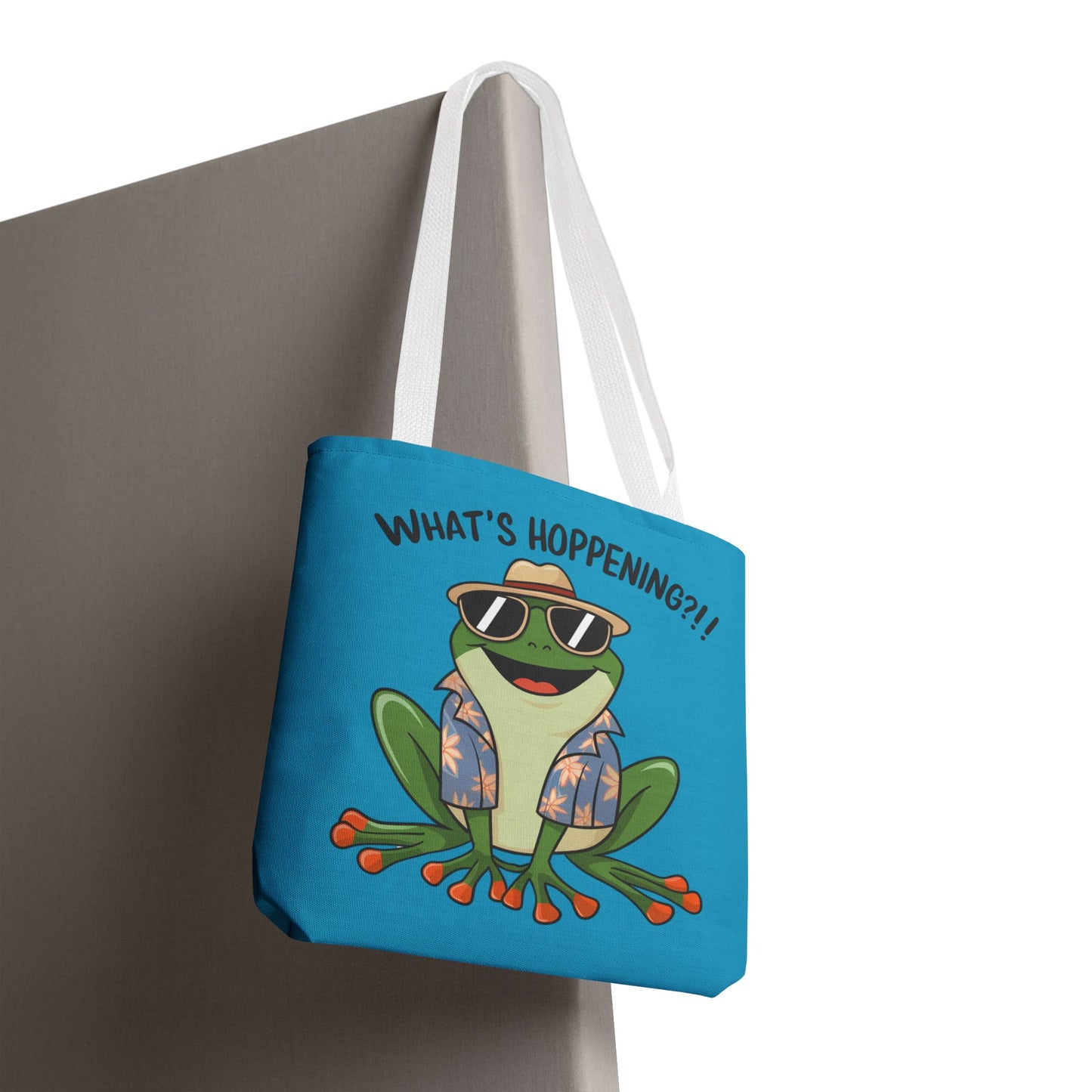 Frog Tote Bag - What's Hoppening Pun Design