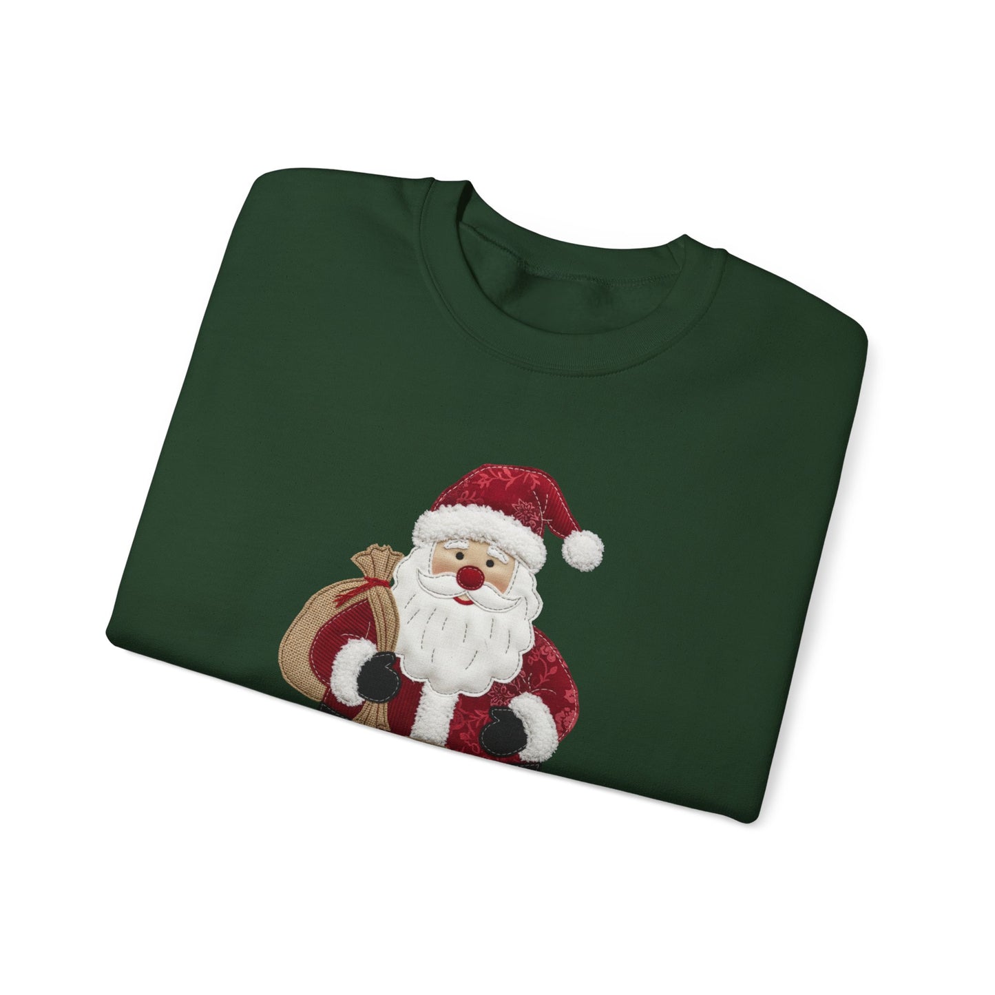 Faux patchwork Santa sweatshirt, Christmas Santa crewneck, cozy holiday sweater, vintage Santa pullover, festive winter sweatshirt, Xmas gift