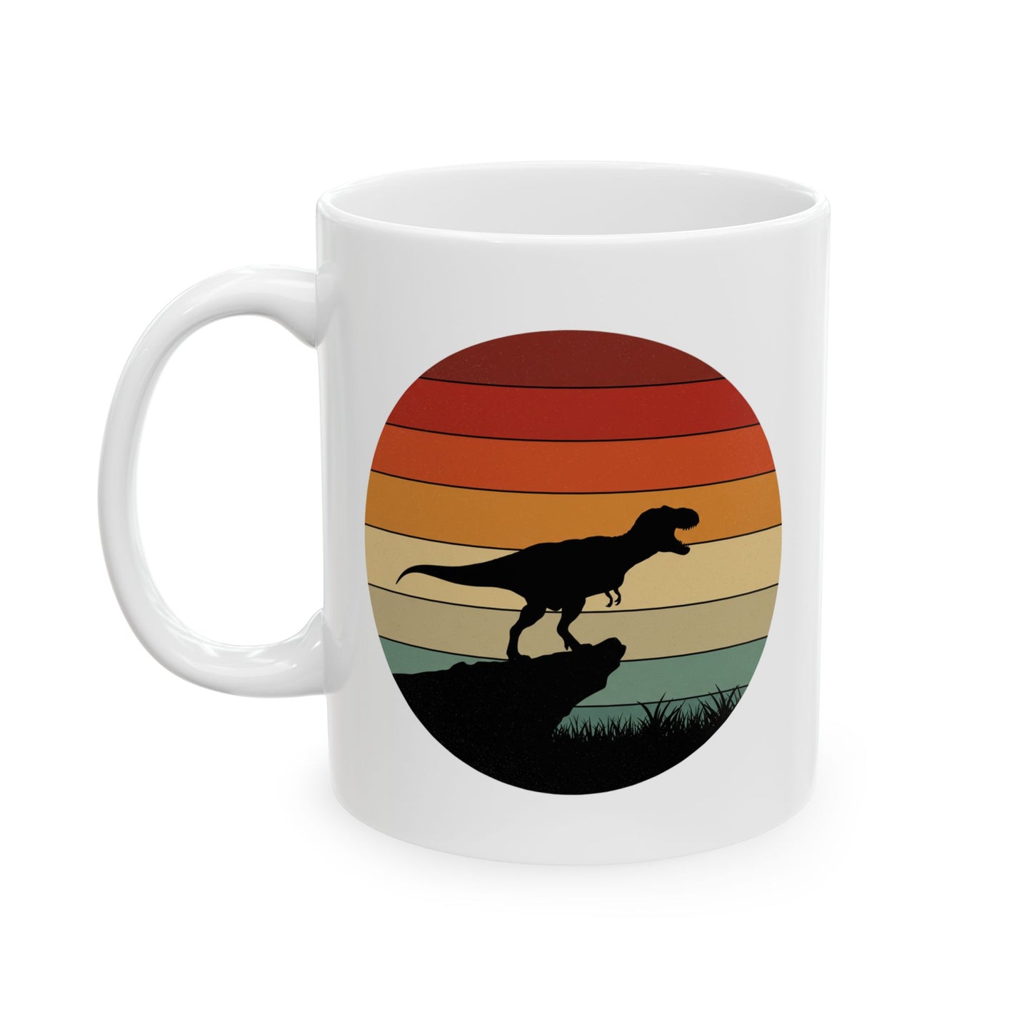Retro T-Rex Dinosaur Coffee Mug - Funny Tea-Rex Ceramic Cup, Gift for Dino Lovers and Office Humor - 11oz or 15oz