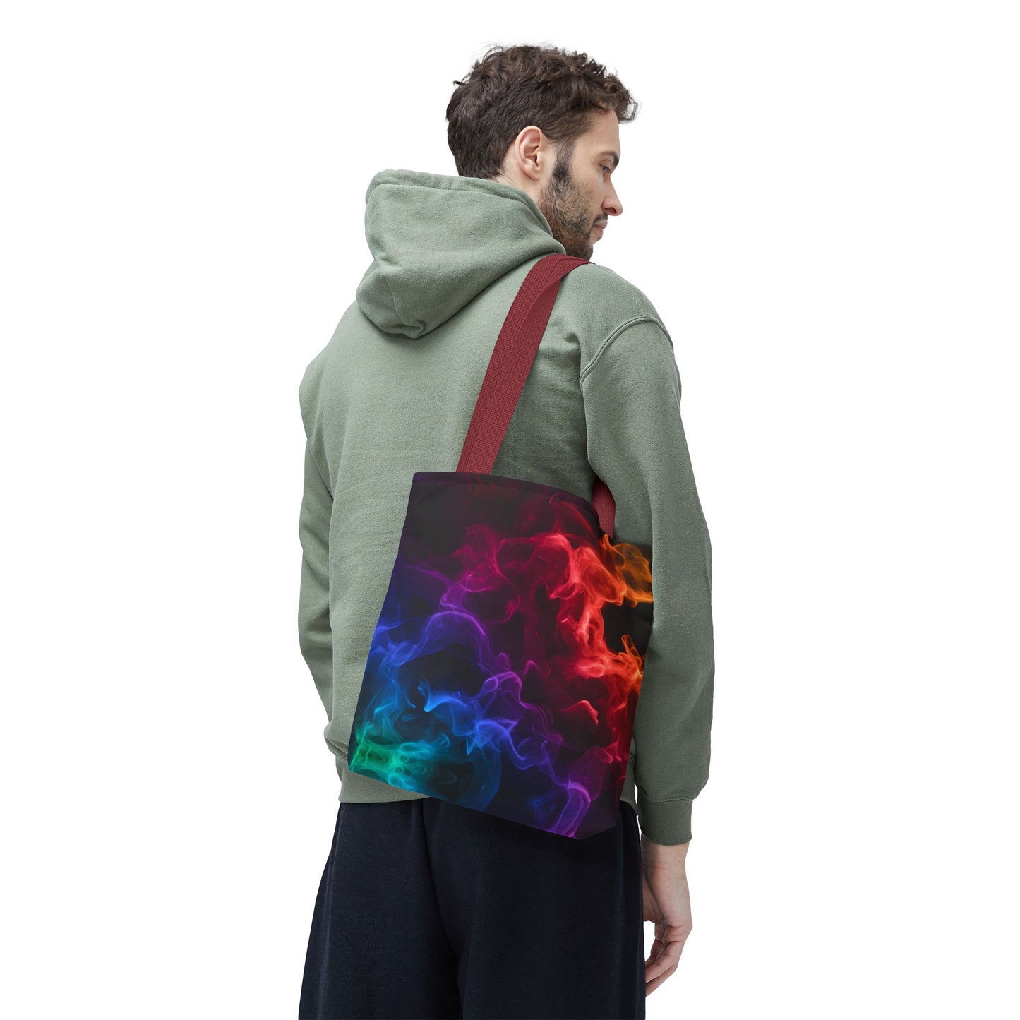 Chromatic Ember Tote Bag, Colorful Smoke Art Design With Red, Blue, And Orange Hues, Abstract Reusable Tote For Artists, Gifts, And Everyday Use