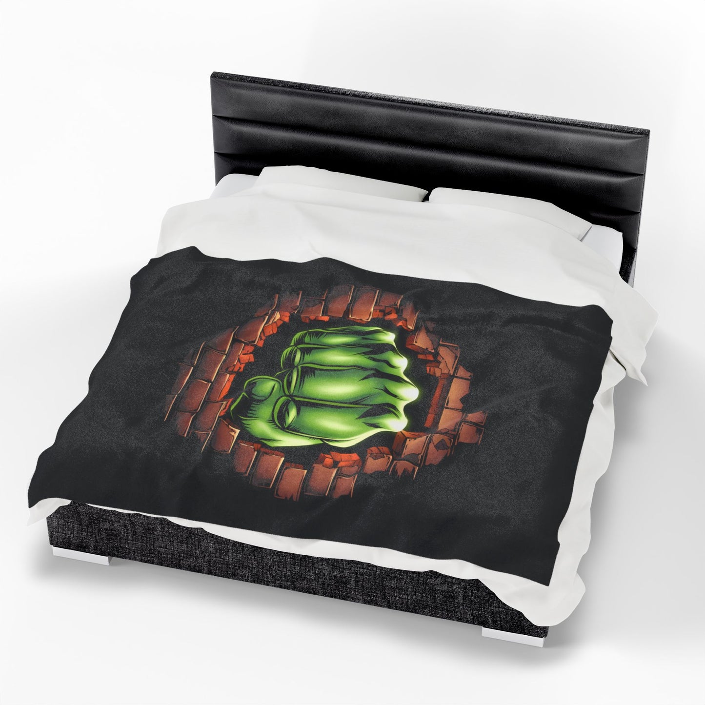 Plush Blanket Green Fist Smash Design, Green Throw, Green Comic Blanket, Geeky Decor
