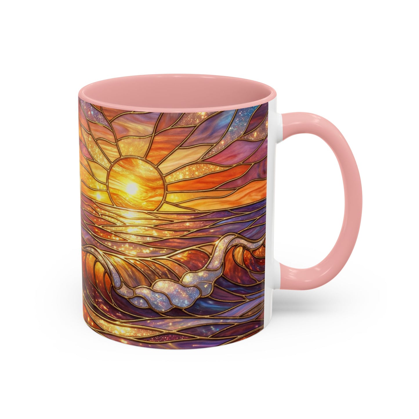 Stained Glass Wave Mug, Ocean Sunset Coffee Cup, Vibrant Beach Art, Sea Lover Gift, Mosaic Tea Cup, Summer Kitchen Decor, Nature Drinkware