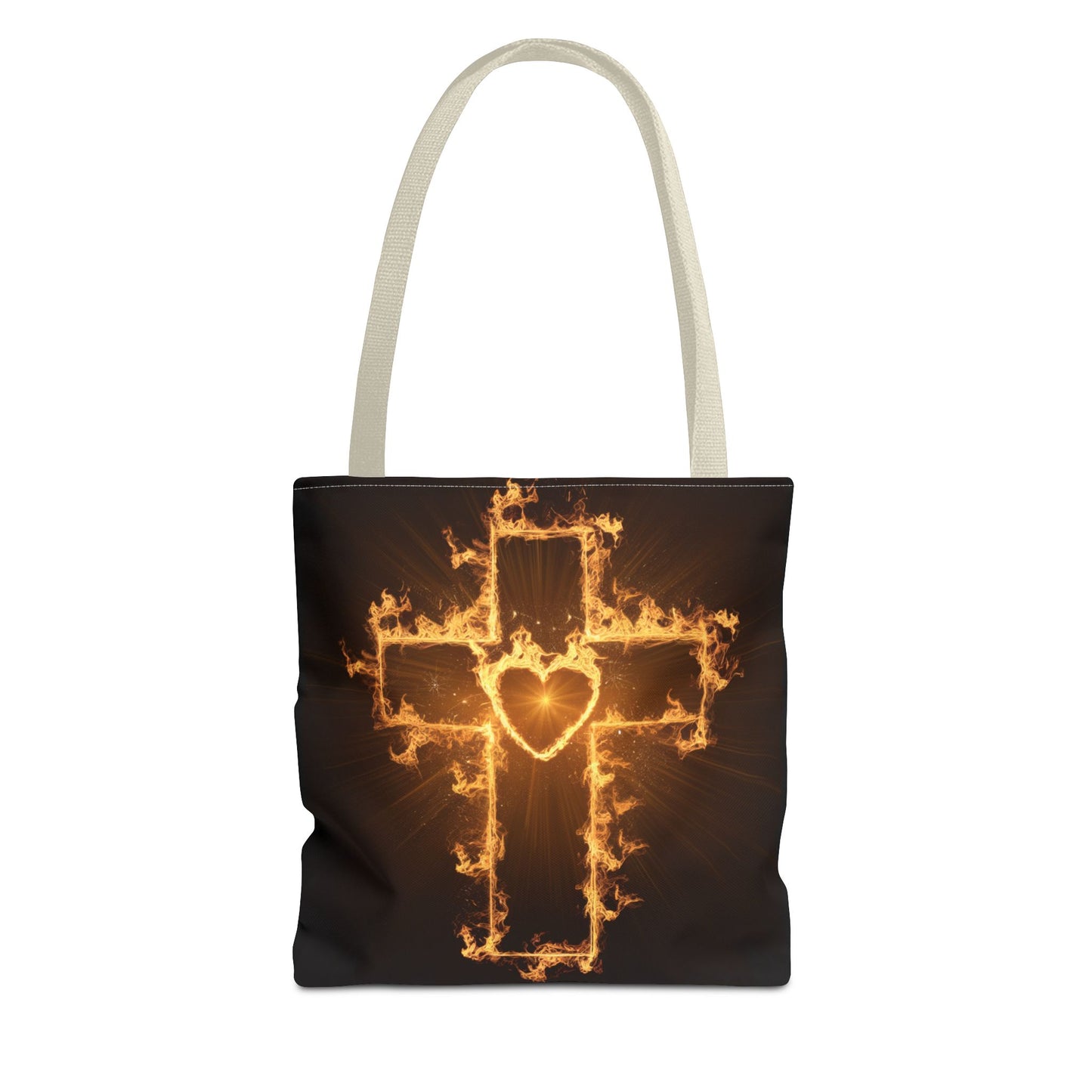 Stylish Flame Cross Tote Bag - Faith-Inspired Fashion