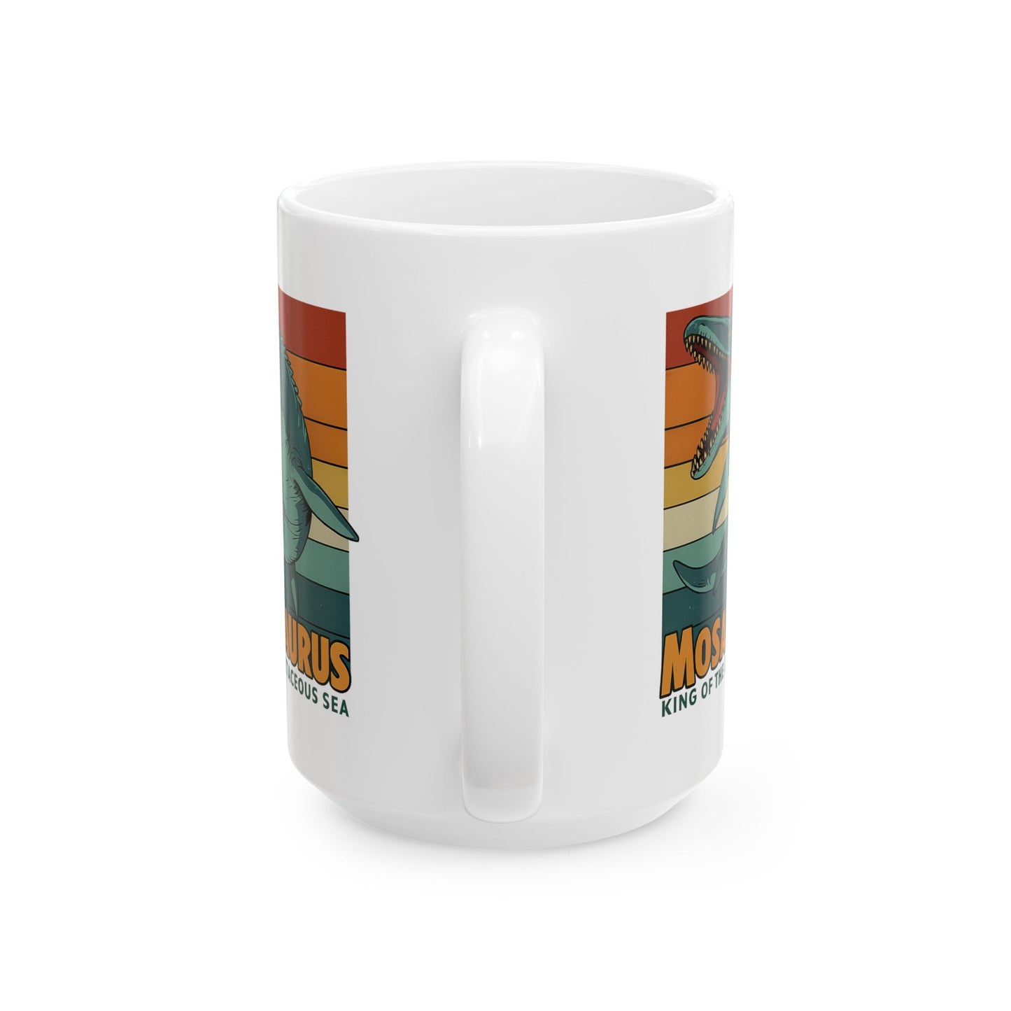 Retro Mosasaurus Mug - Ocean Beast Ceramic Coffee Cup 11oz/15oz | Jurassic Sea Monster Gift for Dinosaur Lovers Marine Mug