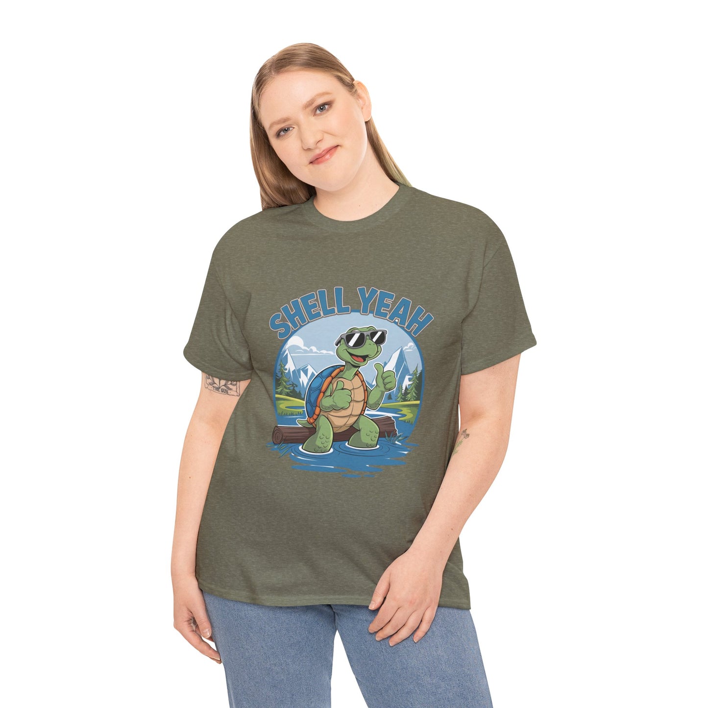 SHELL YEAH Turtle T-Shirt | Funny Cute Turtle Nature Graphic Tee | Handmade Animal Lover Gift | Eco Outdoor Adventure Shirt