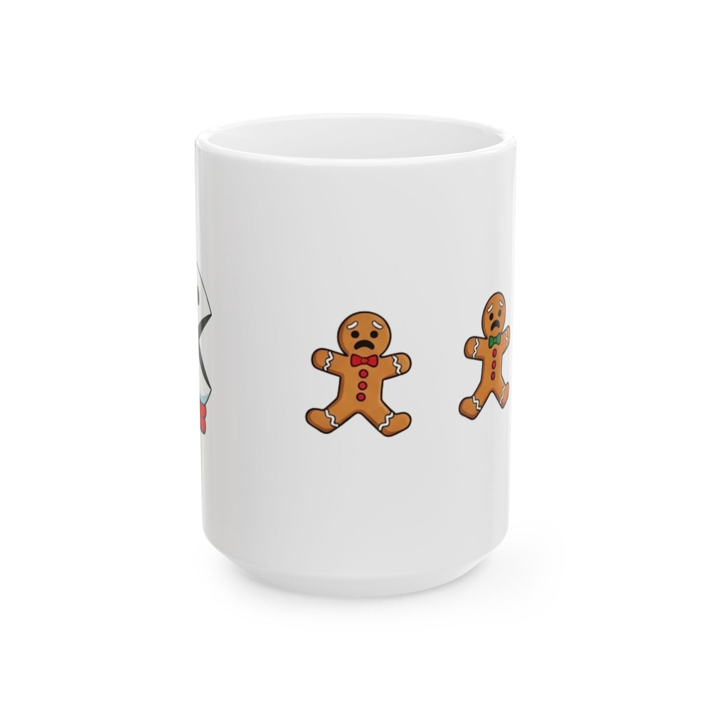 Funny Christmas Mug, Snowman and Gingerbread Mug, Holiday Coffee Cup Gift, Cute Winter Hot Cocoa Mug, Playful Festive Arcade Design