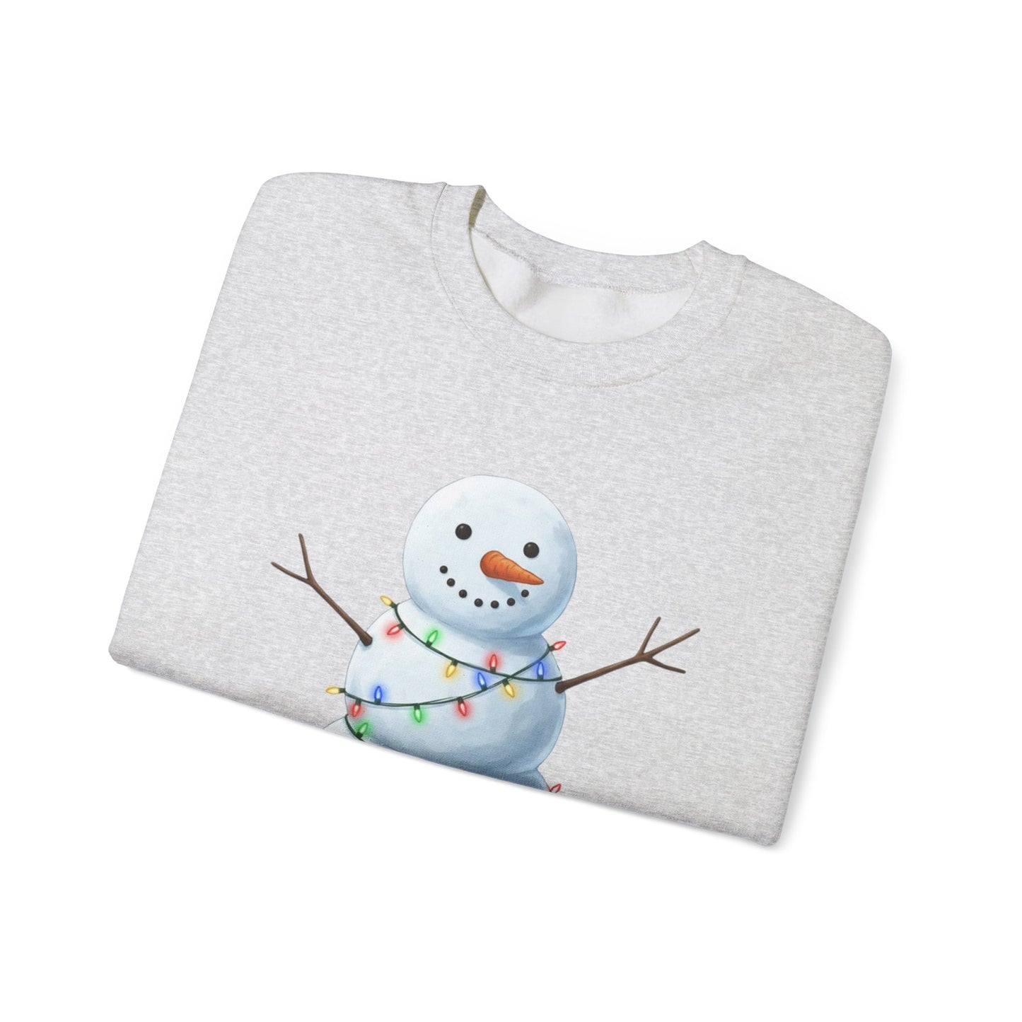 Cute Snowman Christmas Sweatshirt, Holiday Snowman Lights Sweater, Winter Snowman Crewneck, Cozy Christmas Gift, Festive Holiday Shirt