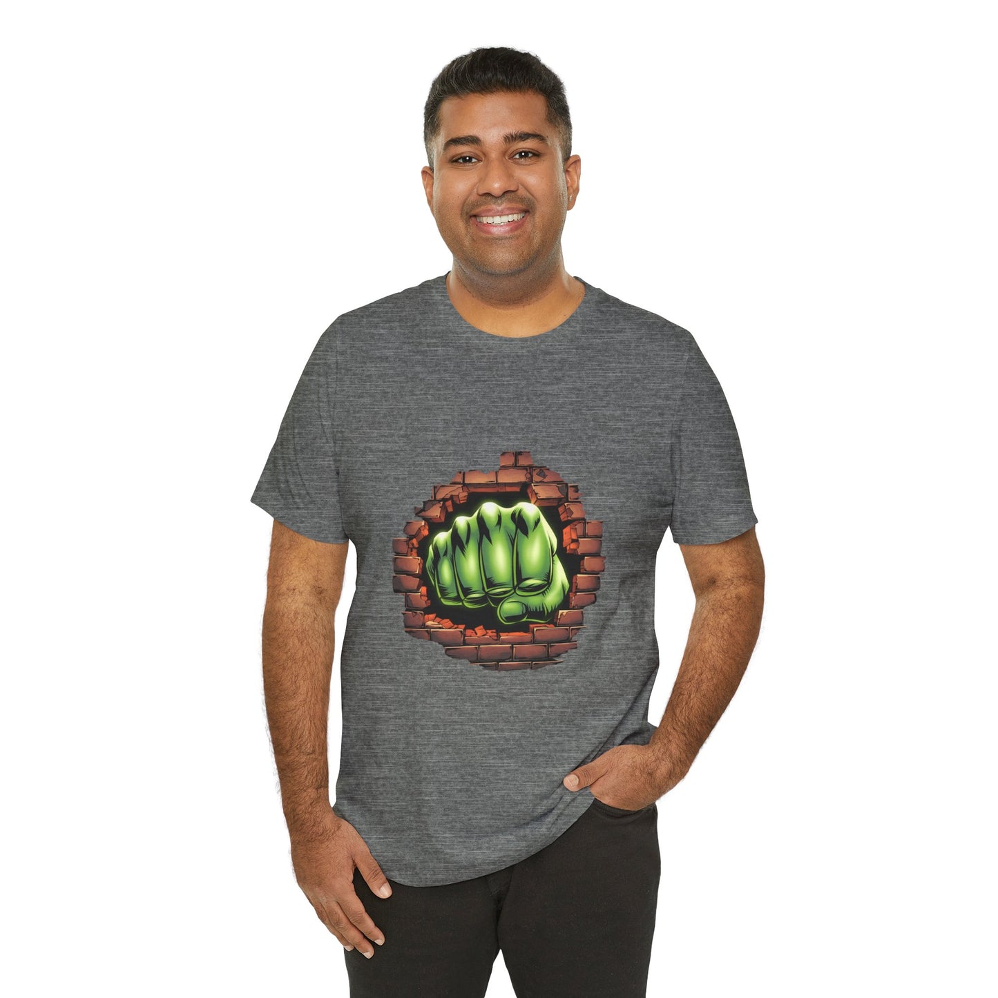 Green Hero Fist Graphic Tee – Superhero Shirt, Comic Pop Art, Gamer Gift, Y2K Dopamine Aesthetic, Funny Nerd Fashion, Unisex T‑shirt