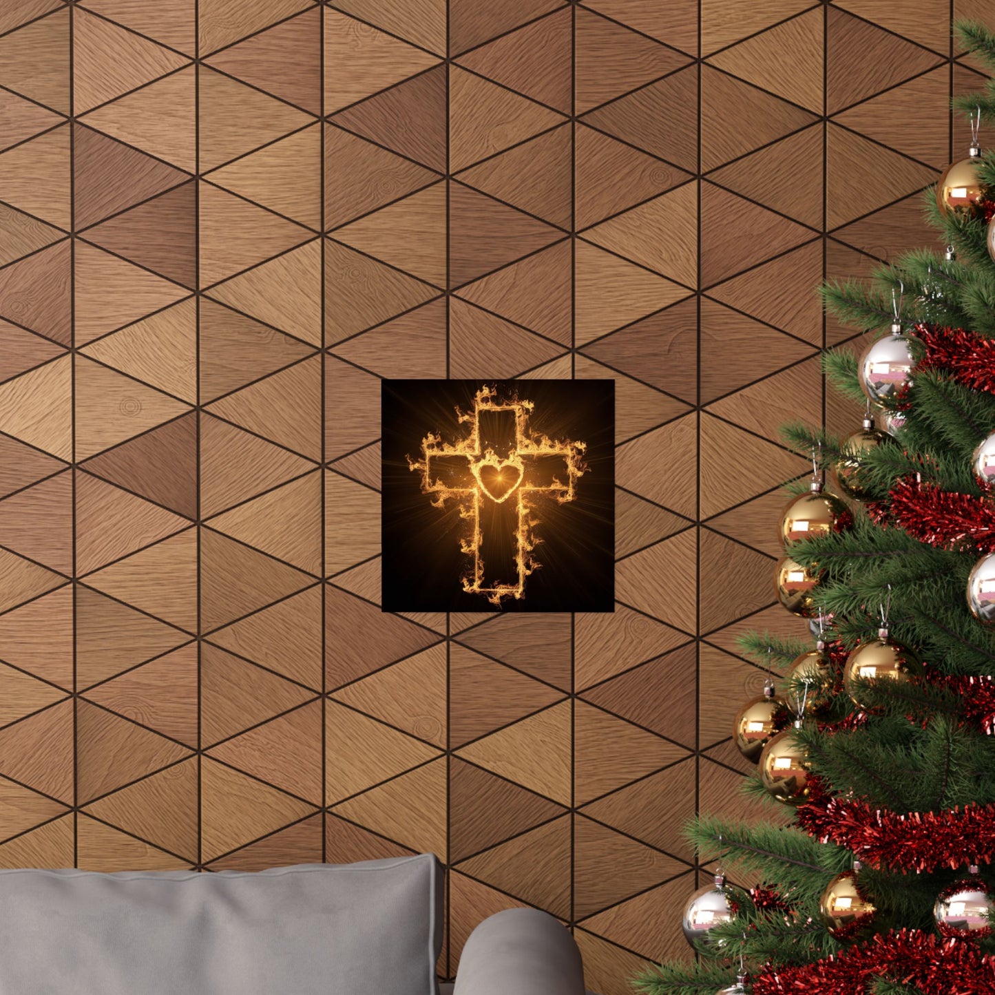 Spiritual Matte Vertical Posters - Fiery Cross Design