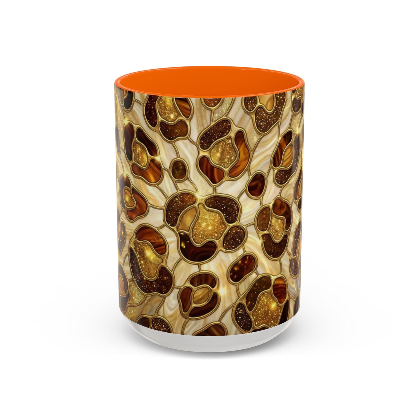 Stained Glass Leopard Print Mug, Gold Cheetah Coffee Cup, Luxury Animal Print Gift, Glam Mosaic Tea Mug, Trendy Desk Decor For Her Gifts