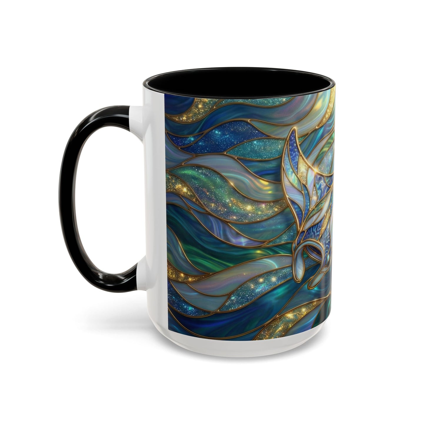 Stained Glass Manta Ray Mug, Ocean Coffee Cup, Manta Ray Art Mug, Nautical Gift, Coastal Decor Mug, Marine Life Coffee Cup
