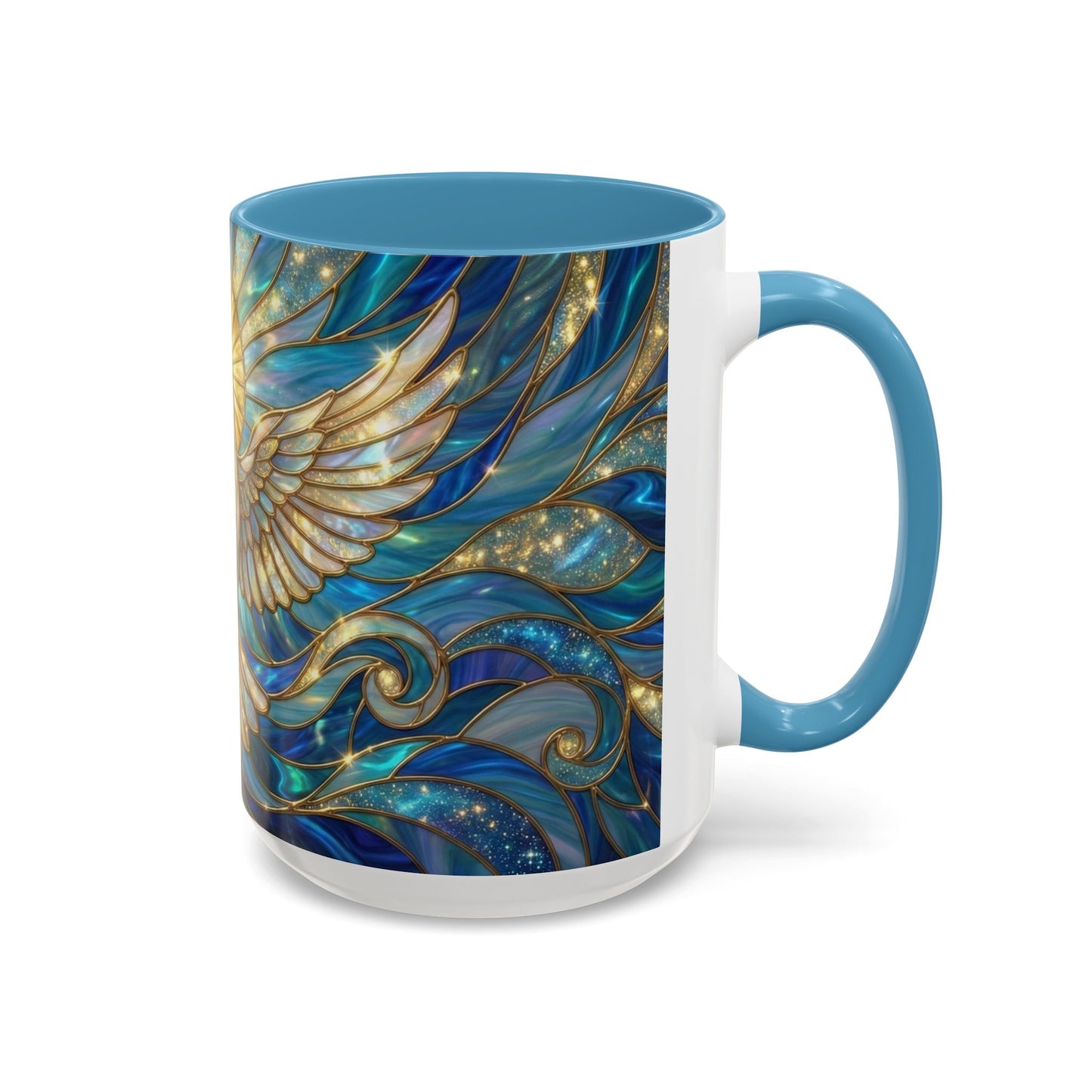 Stained Glass Dove Mug, Peace Dove Coffee Mug, Holy Spirit Dove Cup, Christian Gift Mug, Spiritual Art Mug, Faith Inspired Coffee Cup