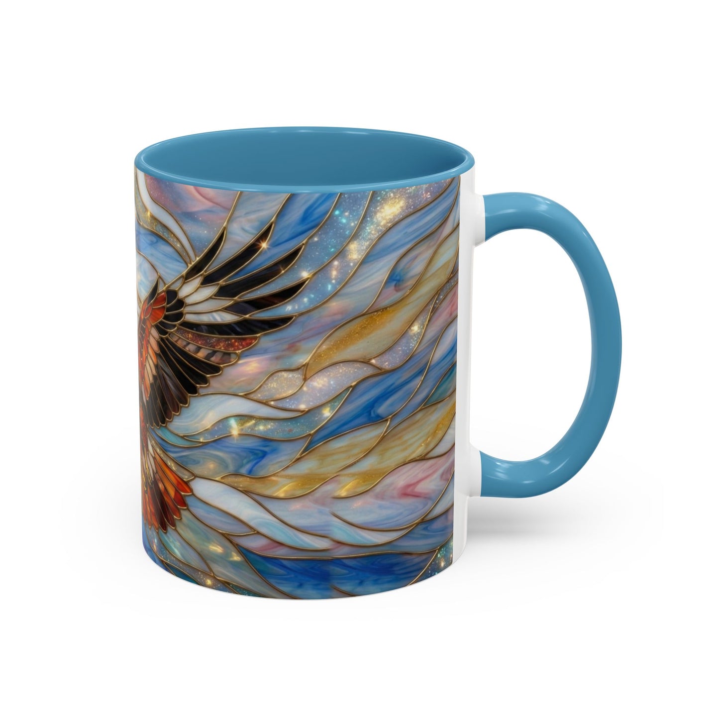 Hawk Coffee Mug, Stained Glass Hawk Mug, Bird of Prey Art Mug, Nature Lover Gift, Unique Ceramic Coffee Cup, 11oz 15oz Wildlife Mug