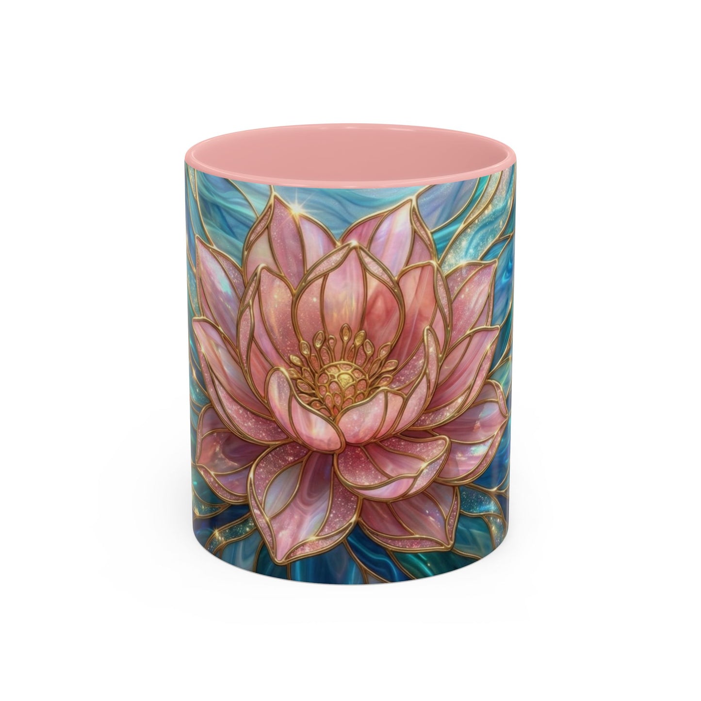 Pink Lotus Flower Mug, Stained Glass Style Coffee Cup, Spiritual Zen Gift For Women, Yoga Lover Tea Mug, Meditation Boho Floral Drinkware