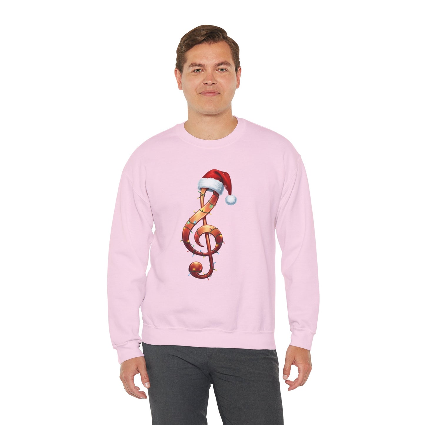 Christmas treble clef sweatshirt, music note Santa hat shirt, Christmas lights music lover sweater, musician holiday crewneck, Xmas gift