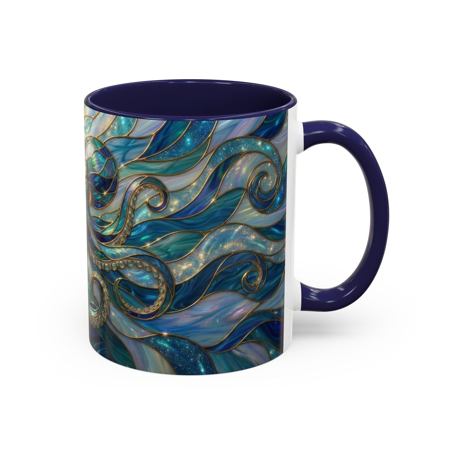 Stained Glass Octopus Mug, Octopus Coffee Mug, Ocean Art Mug, Nautical Decor Cup, Sea Creature Mug, Octopus Lover Gift