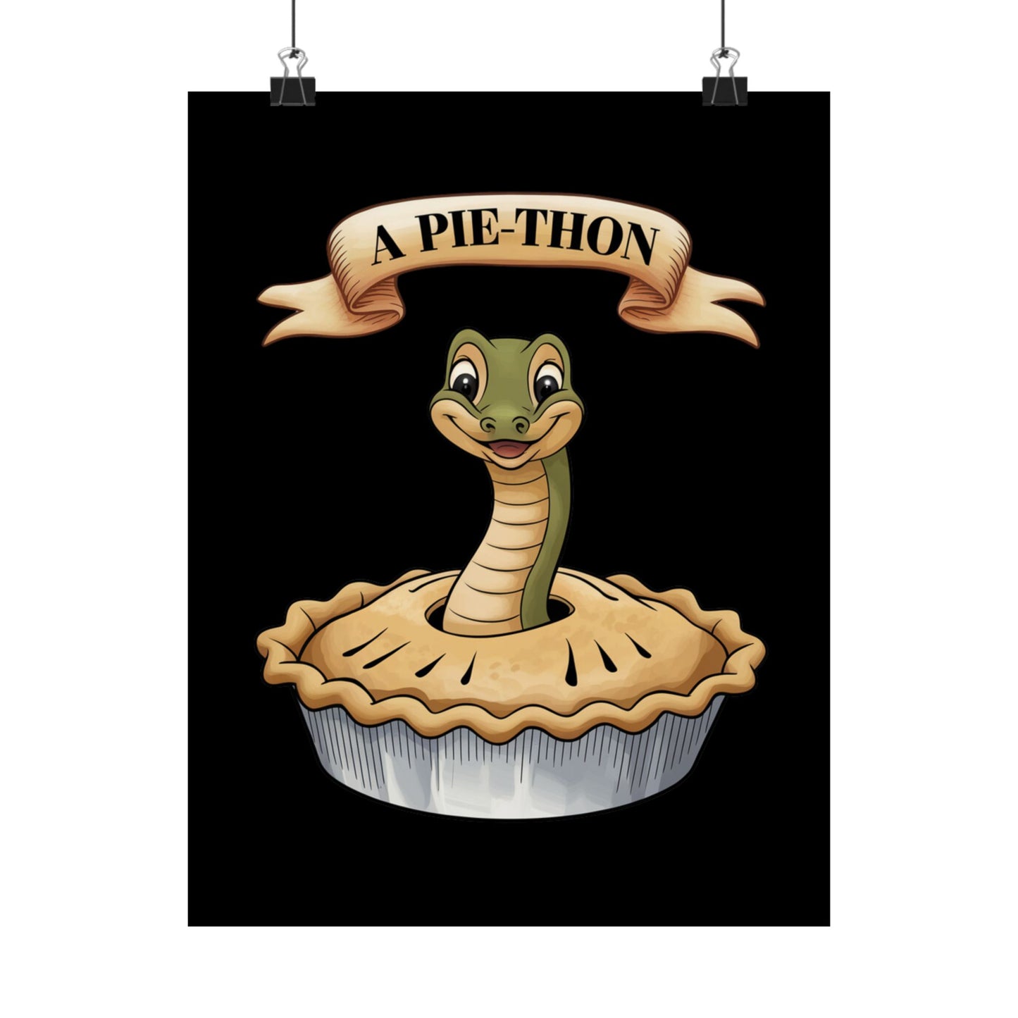 Vertical Poster - Funny 'Pie-Thon' Snake in Pie Joke Print