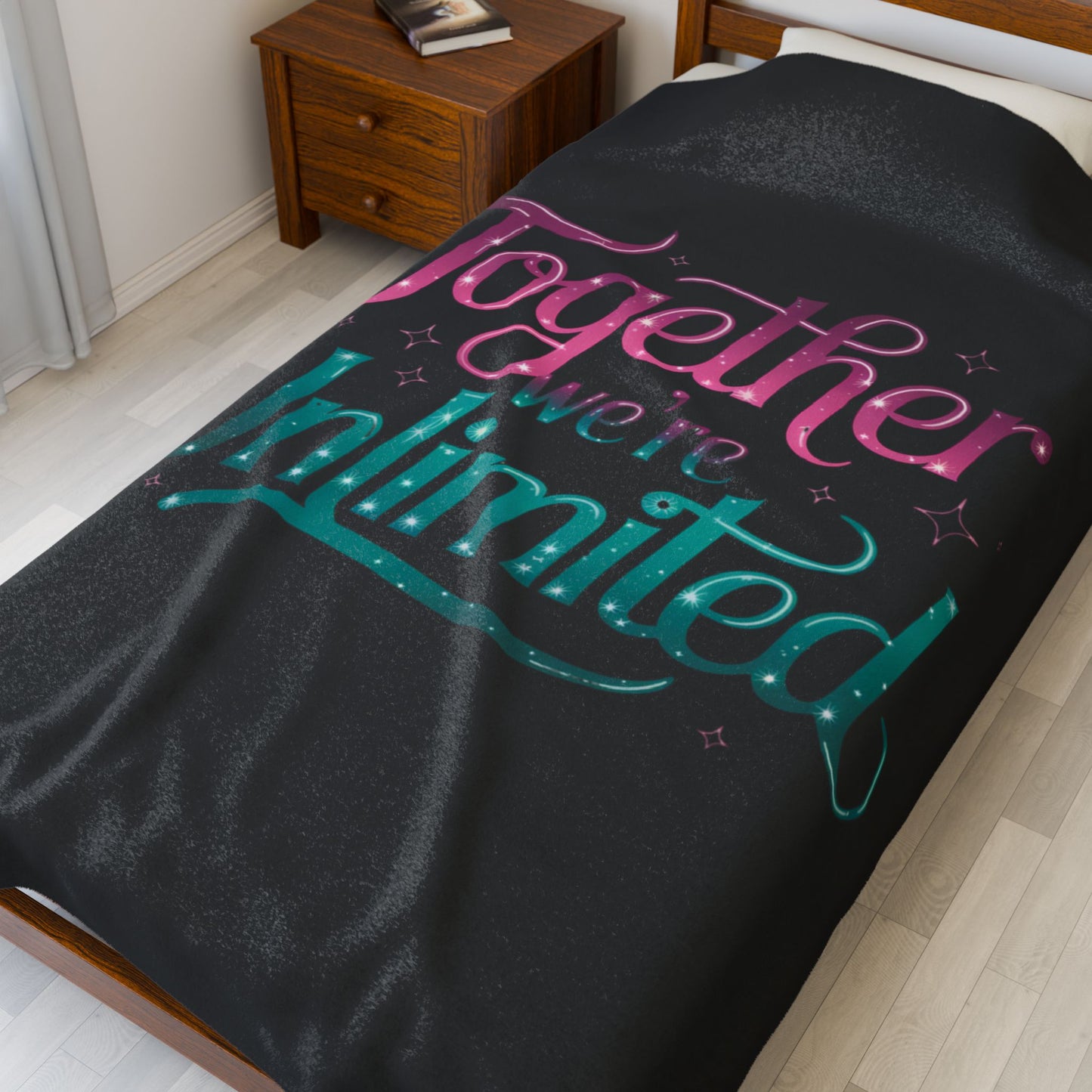 Velveteen Plush Blanket - Musical Quote 'Together We're Unlimited'