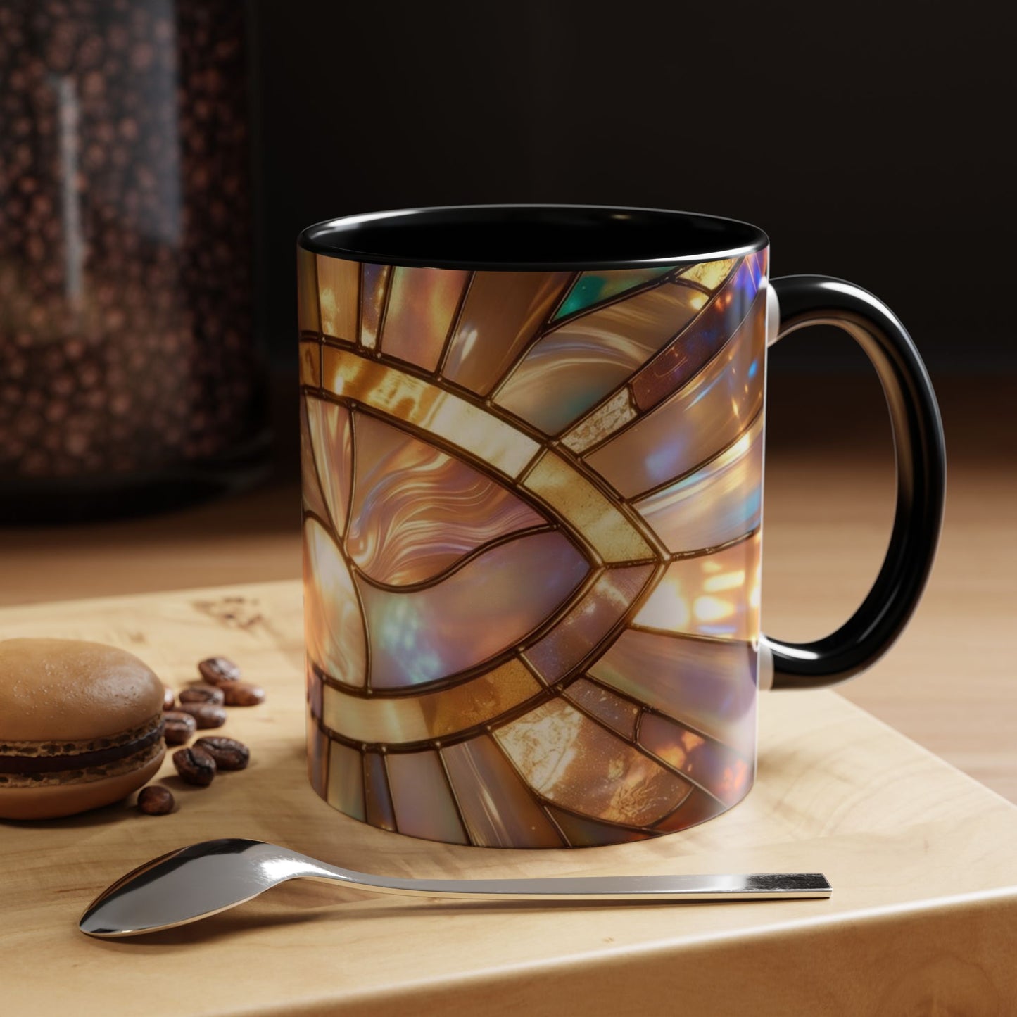 Stained Glass Ichthys Mug, Jesus Fish Christian Coffee Cup, Religious Art Mug, Faith Gift For Women, Inspirational Stained Glass Christian Symbol Design