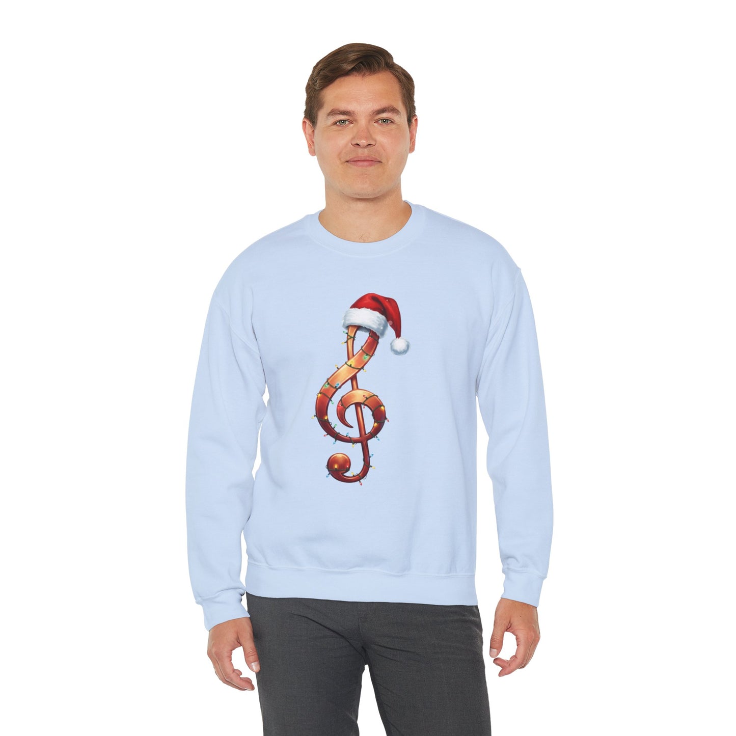 Christmas treble clef sweatshirt, music note Santa hat shirt, Christmas lights music lover sweater, musician holiday crewneck, Xmas gift