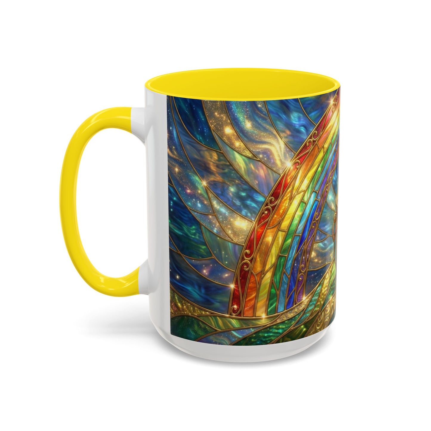 Stained Glass Pot of Gold Mug, Rainbow Coffee Cup, St Patricks Day Gift, Magical Fantasy Tea Mug, Celestial Drinkware, Lucky Irish Gift