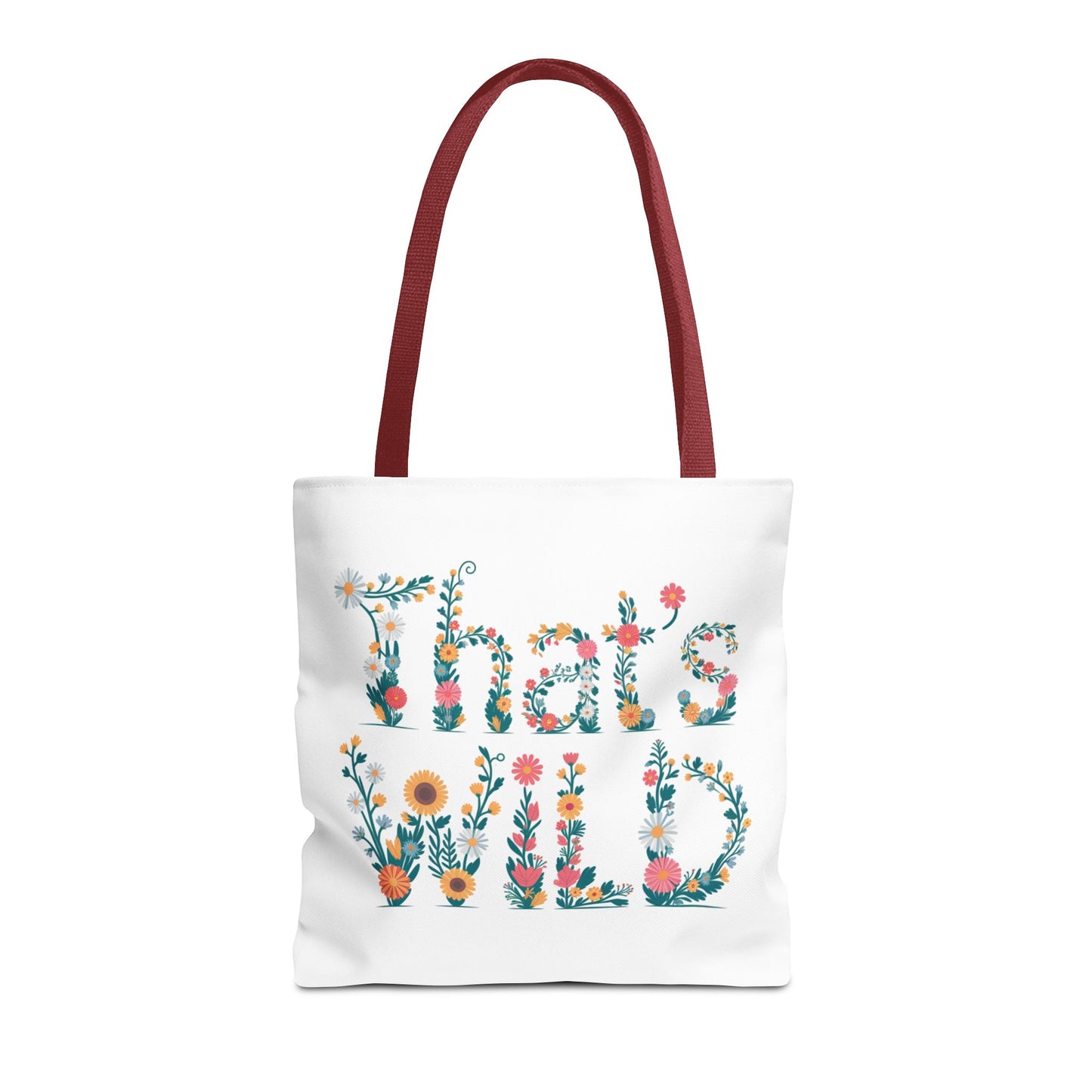 That’s Wild Floral Tote Bag – Cute Boho Canvas Bag With Colorful Flower Lettering, Eco Reusable Shopping Tote, Nature Lover Gift For Everyday Style
