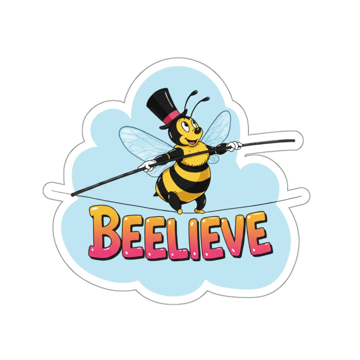 Sticker - Bee Crossing Tightrope Beelieve' Pun