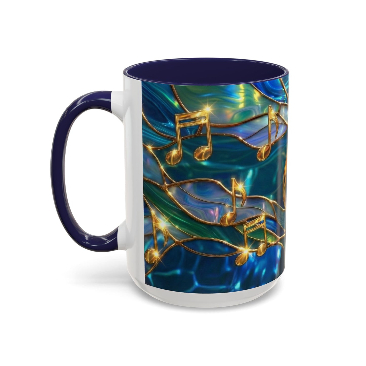 Music Notes Mug, Stained Glass Music Coffee Mug, Musical Gift Mug, Music Lover Cup, Music Teacher Gift, Artistic Coffee Mug