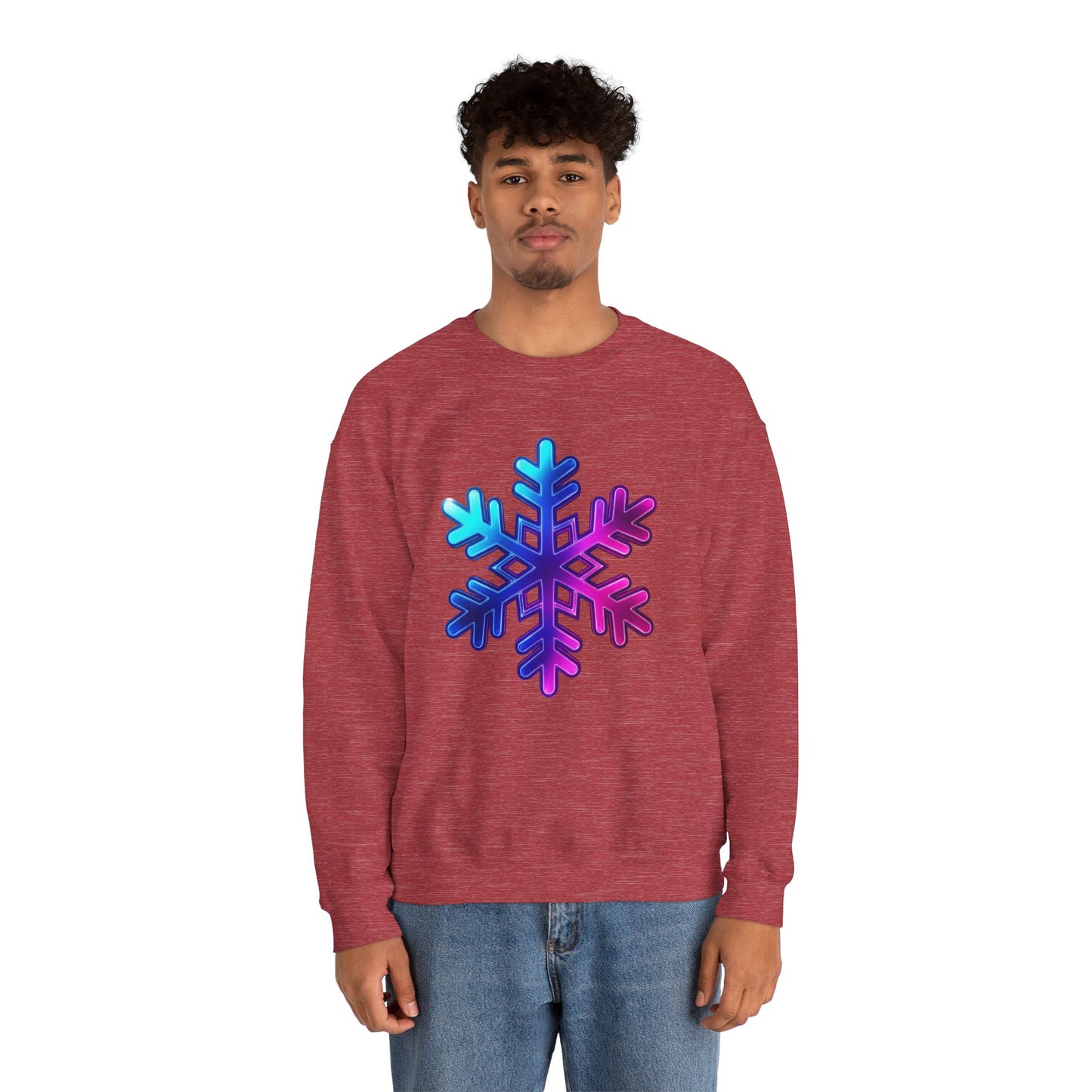 Blue Pink Gradient Snowflake Sweatshirt, Winter Aesthetic Pullover, Cozy Christmas Crewneck, Festive Holiday Sweater Gift for Her or Him