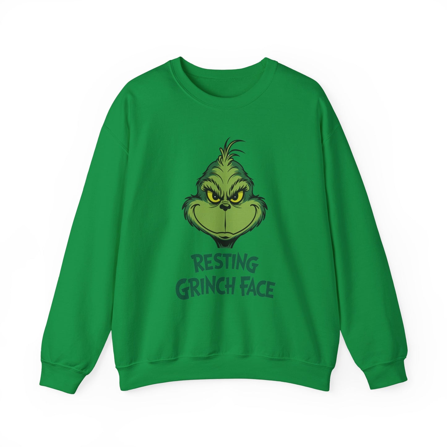 Resting Grinch Face Christmas Sweatshirt, Funny Holiday Sweater, Cozy Unisex Crewneck, Festive Grumpy Christmas Gift For Him Or Her