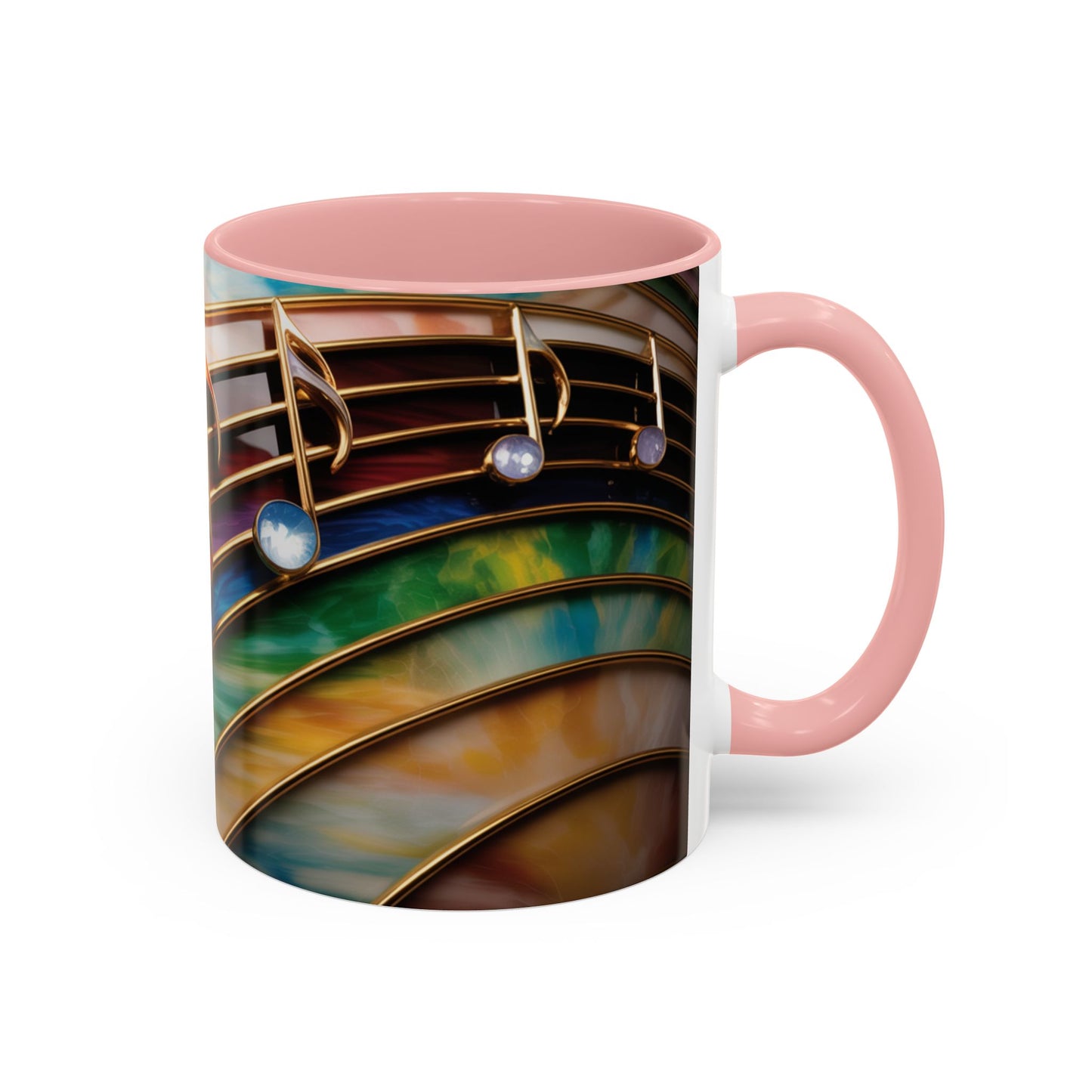 Stained Glass Music Notes Mug - Colorful Music Lover Gift - Music Teacher Mug - Treble Clef Coffee Cup - Musician Gift Idea - 11oz & 15oz Ceramic Mug