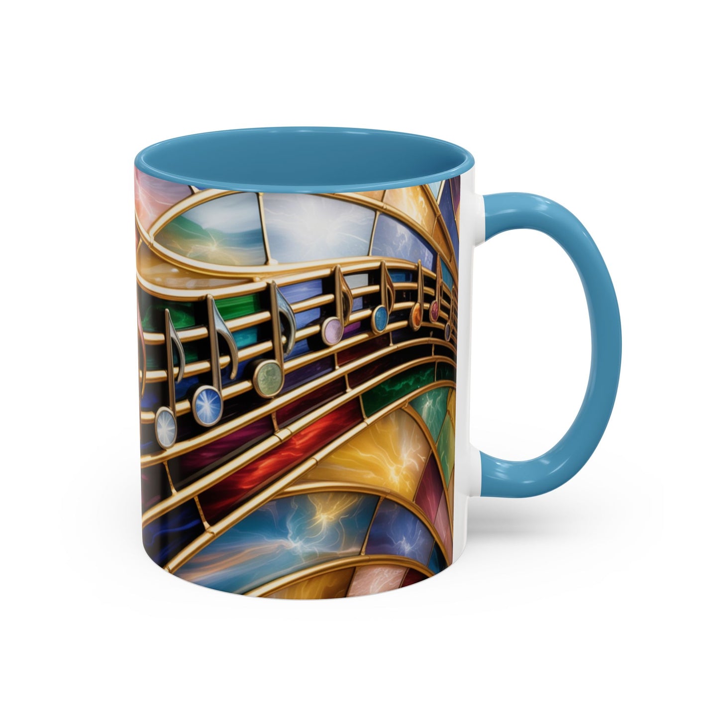 Stained Glass Music Mug, Musical Notes Coffee Cup, Colorful Treble Clef Mug, Musician Gift Idea, Music Lover Cup, Art Mug for Singers
