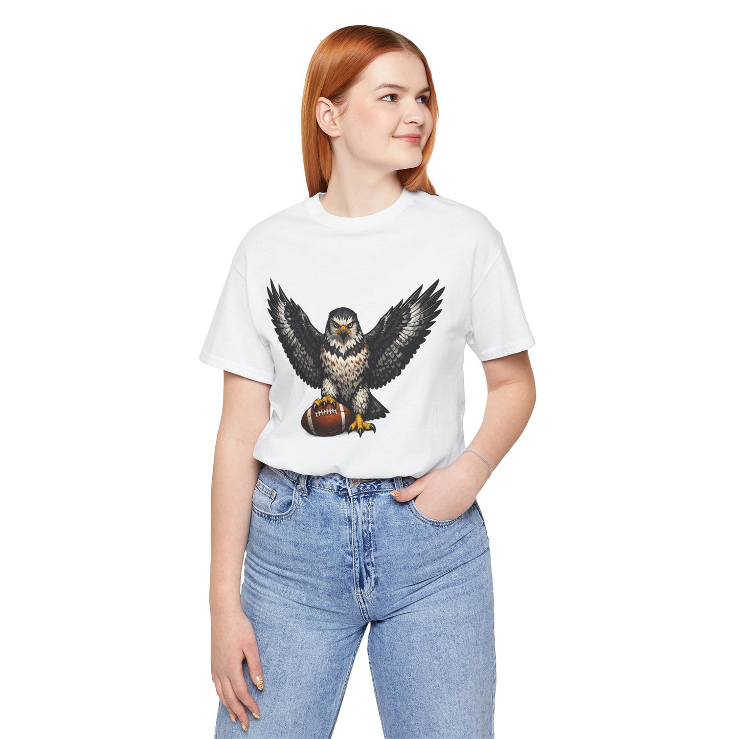 Hawk Football Shirt, Hawk Holding Football T Shirt, Hawk Mascot Tee, Football Bird Of Prey Shirt, Game Day Sports Tee, Hawk Fan Gift