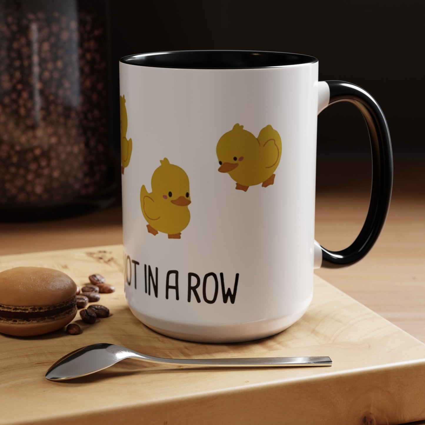 Funny Duck Mug, Cute Chick Coffee Cup, “Definitely Not In A Row” Mug, Cute Animal Lover Gift, Humor Tea Cup, Yellow Duck Kitchenware