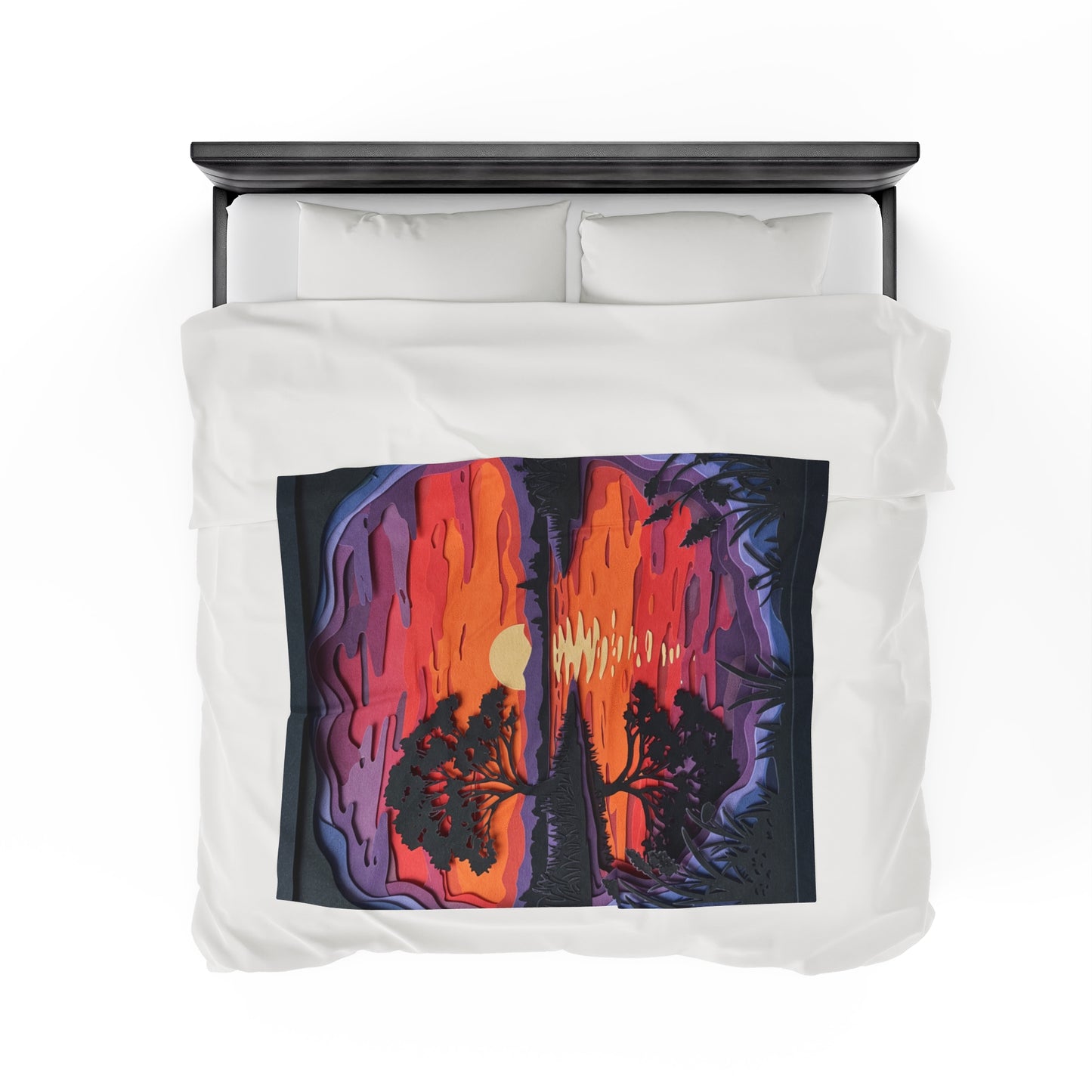 Plush Blanket - Sunset Paper Art Design