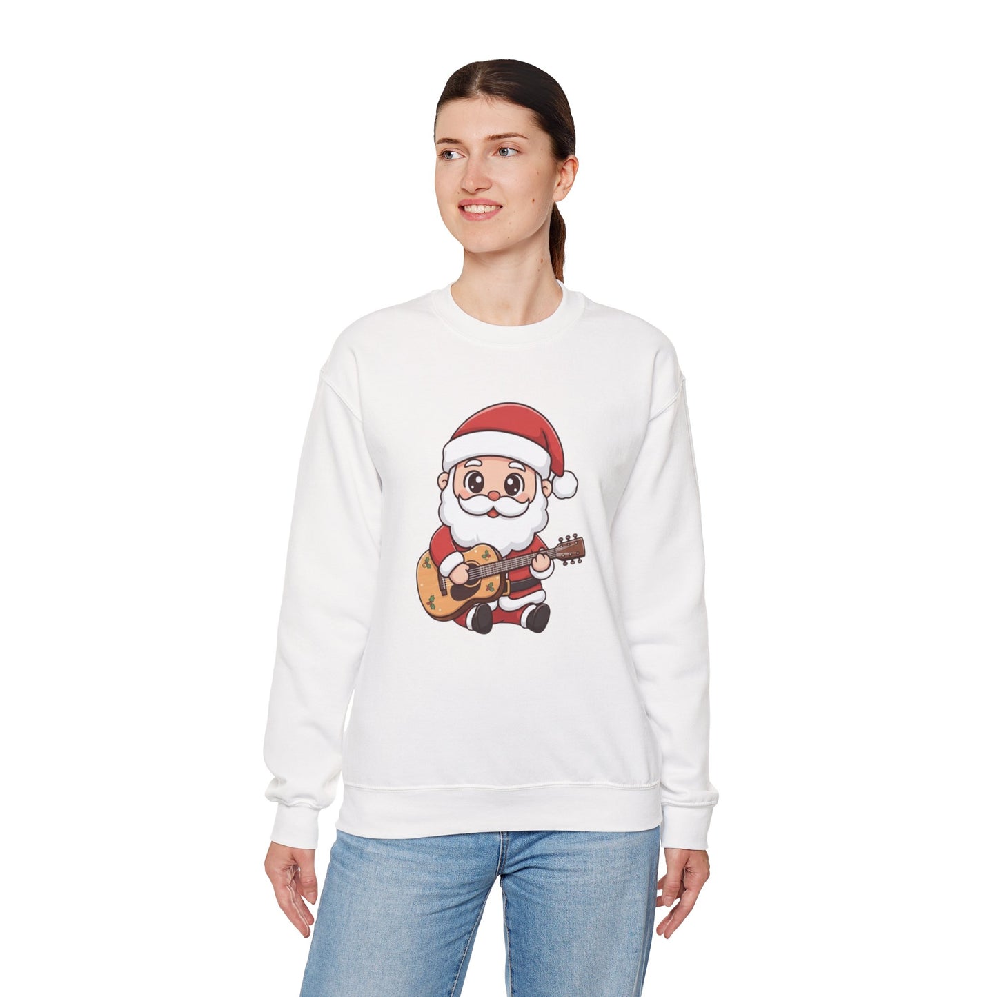 Cute Santa Guitar Sweatshirt | Christmas Music Lover Sweater | Holiday Crewneck | Funny Santa Musician Shirt | Cozy Xmas Gift for Him or Her