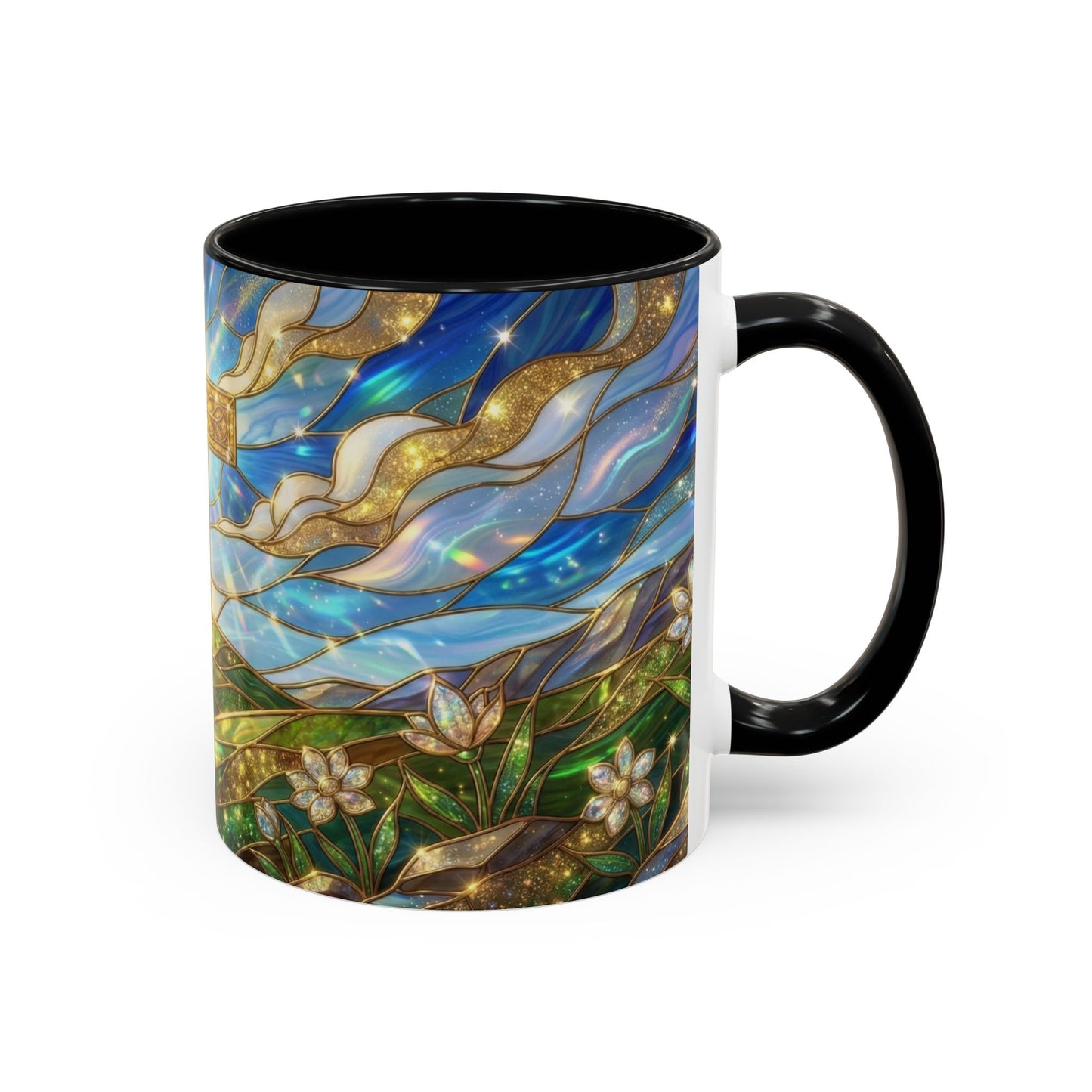 Stained Glass Cross Mug, Christian Coffee Mug, Faith Inspired Art Cup, Religious Gift For Women Men, Inspirational Christian Mug
