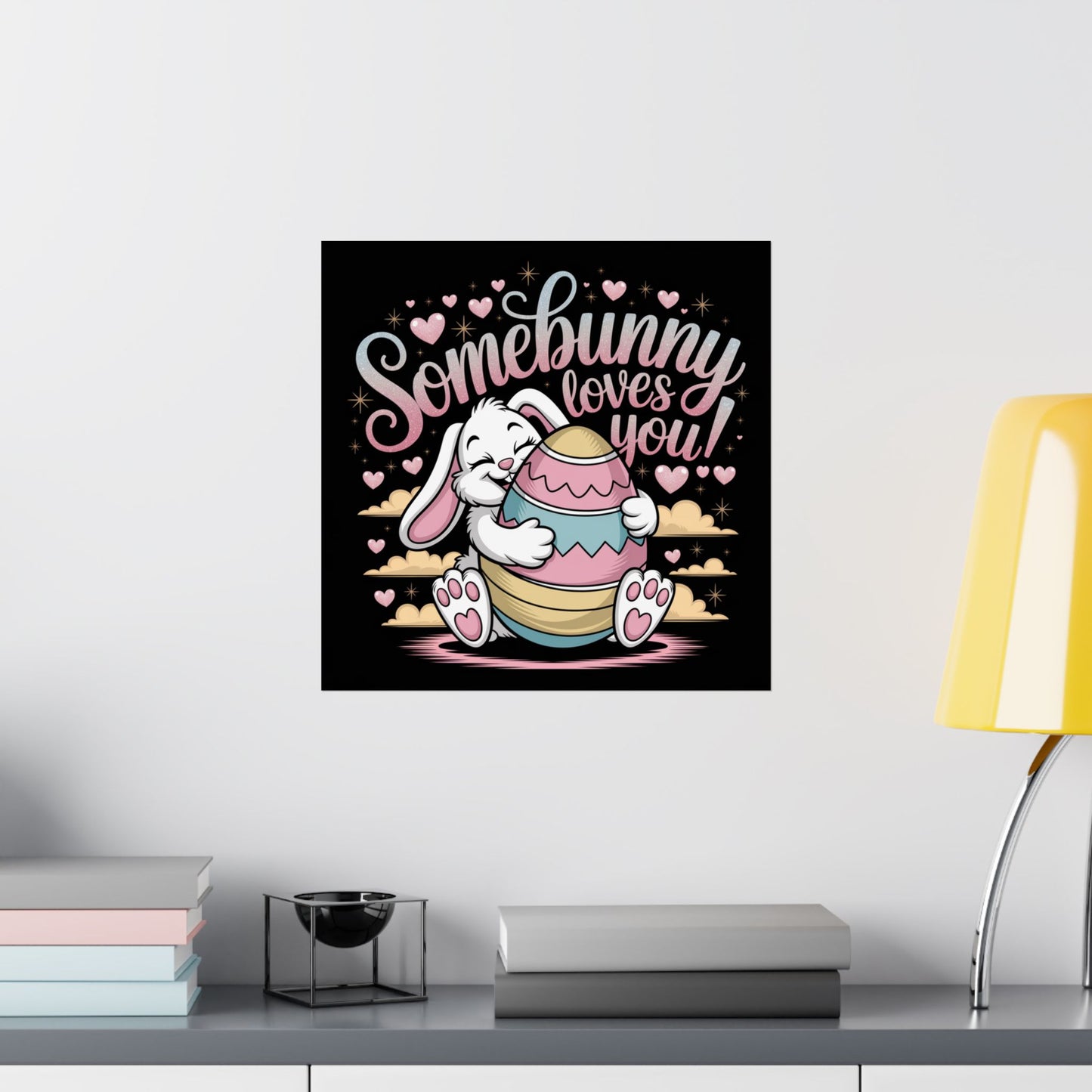 Poster Somebunny Loves You Easter Bunny Poster Easter Decor Easter Wall Art