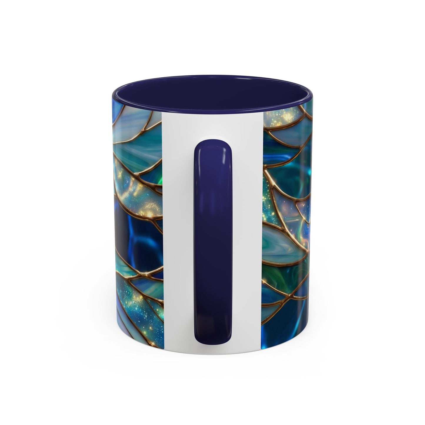 Stained Glass Jellyfish Mug, Ocean Art Coffee Cup, Nautical Sea Life Mug, Blue Teal Gold Glass Style Mug, Gift For Ocean Lovers Decor