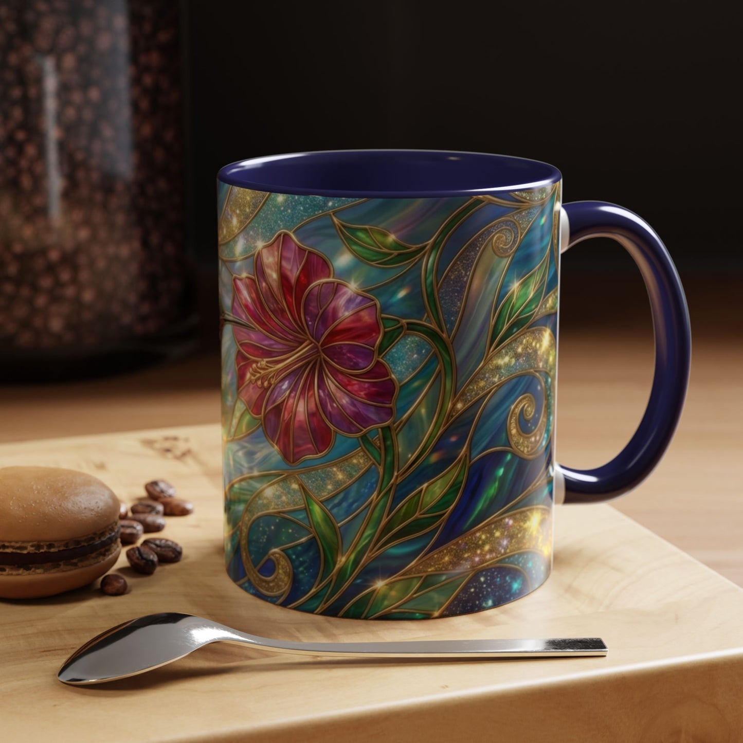 Stained Glass Hummingbird Mug, Colorful Floral Coffee Cup, Bird And Flower Art Mug, Nature Lover Gift, Artistic Garden Mug, Unique Gift